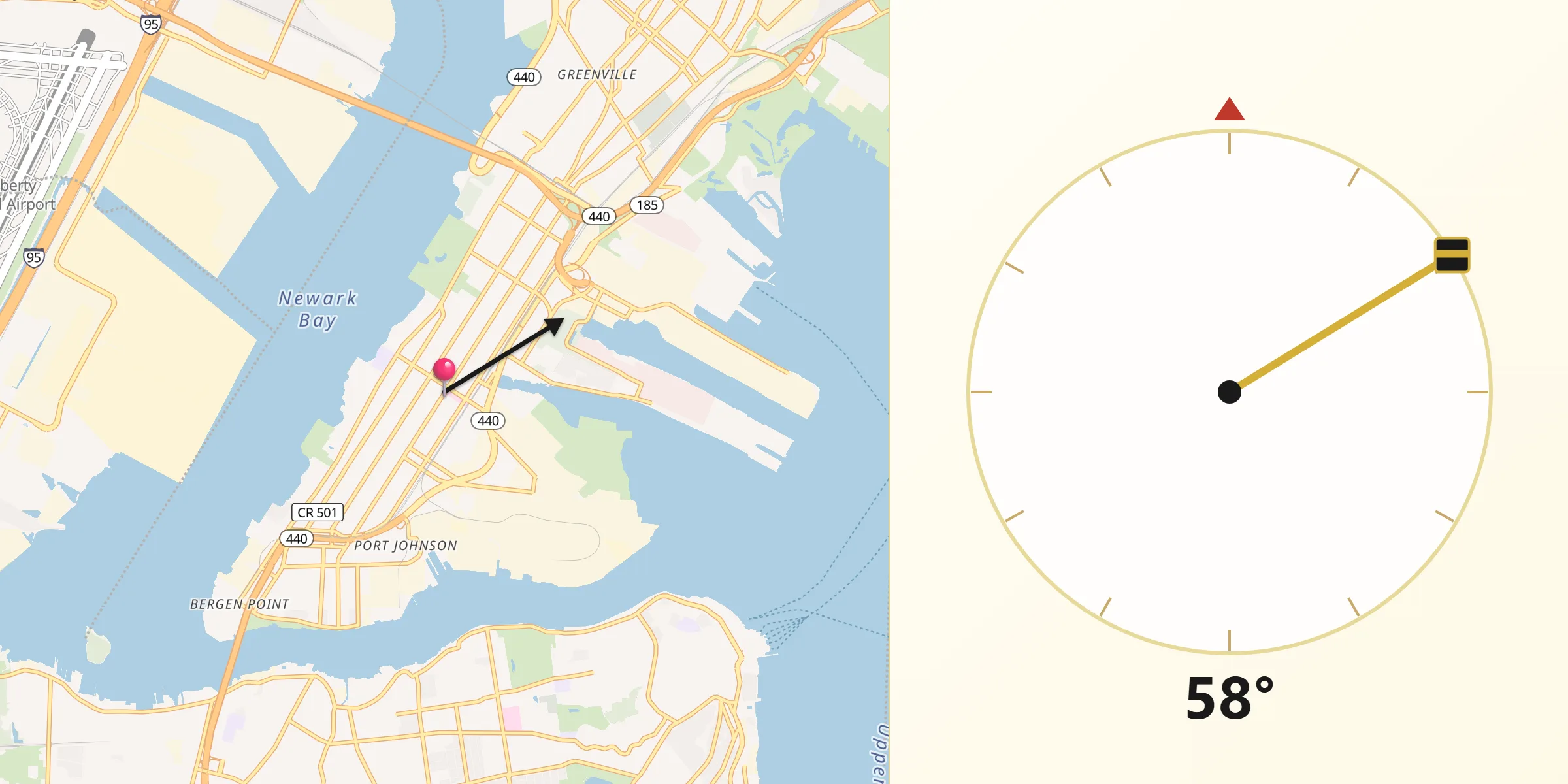 Qibla Direction from Bayonne