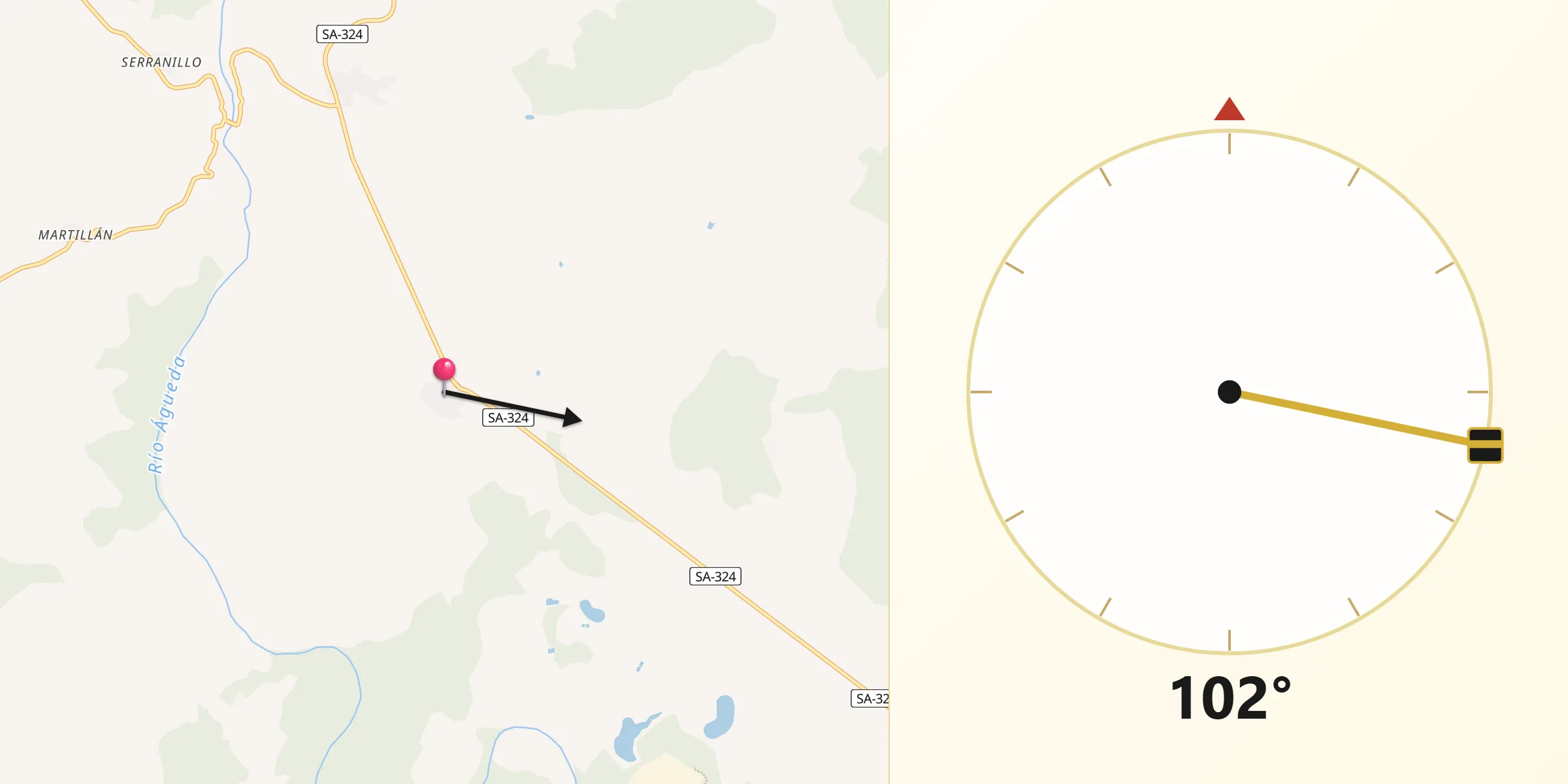 Dirección de la Qibla desde Saelices el Chico