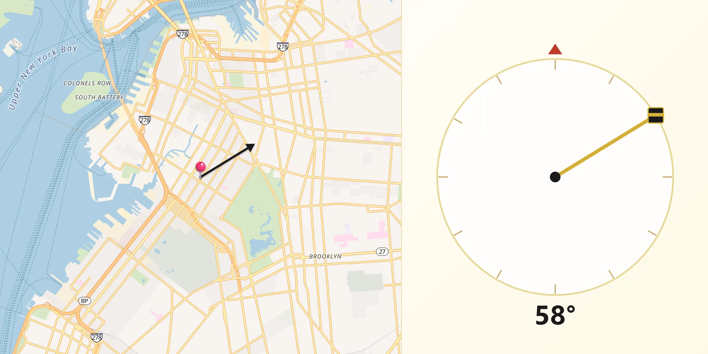 Qibla Direction from Park Slope