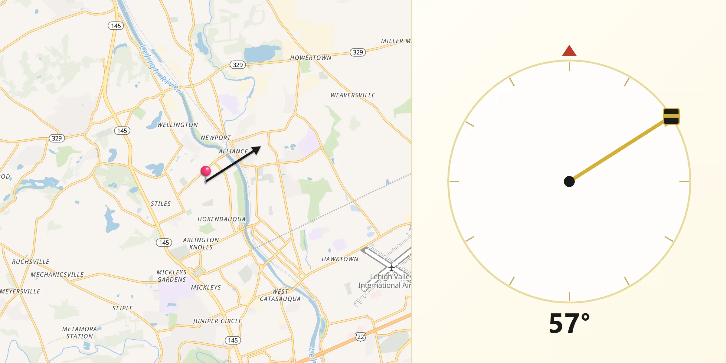Qibla Direction from Coplay