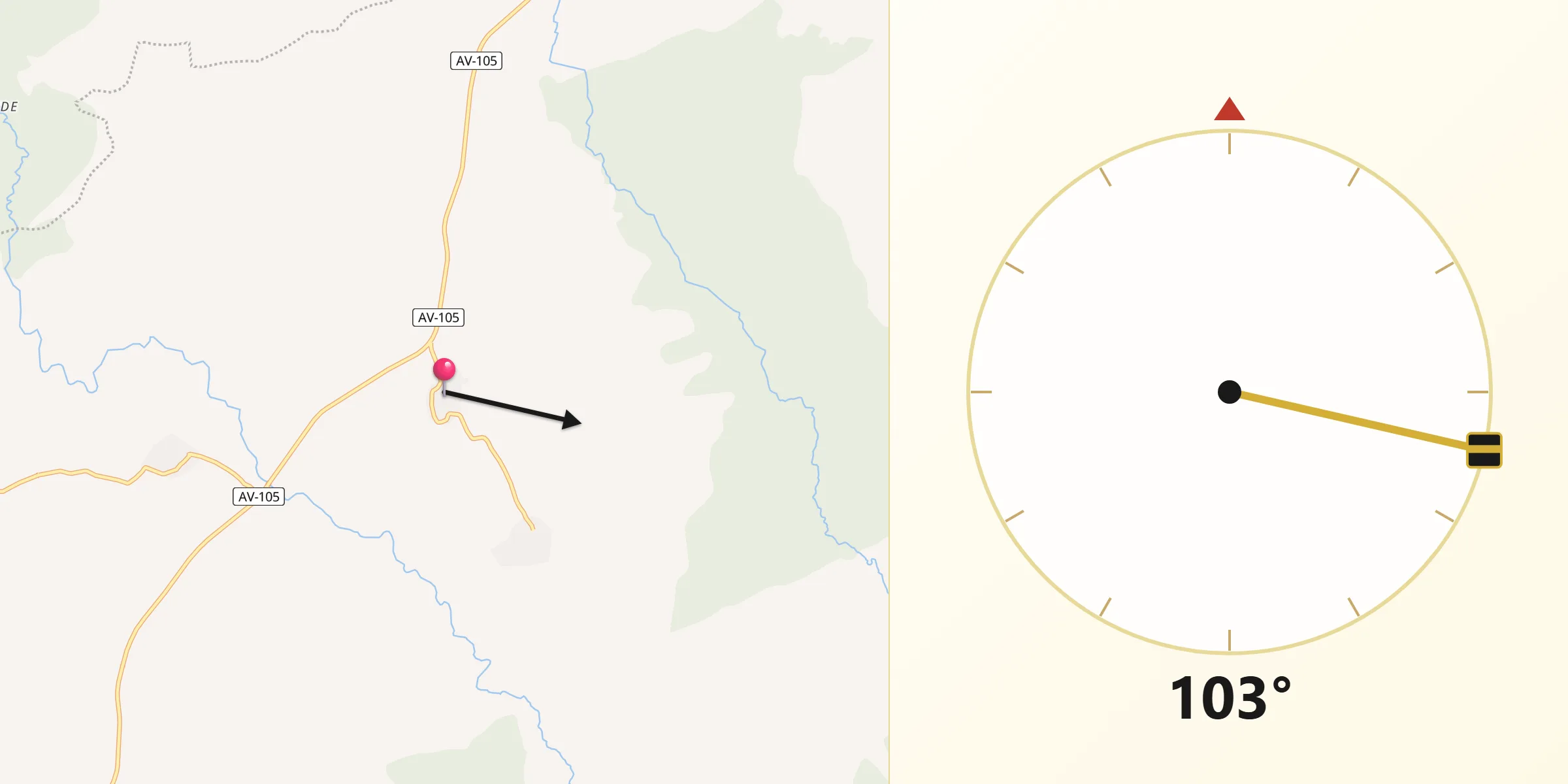 Dirección de la Qibla desde San Miguel de Serrezuela