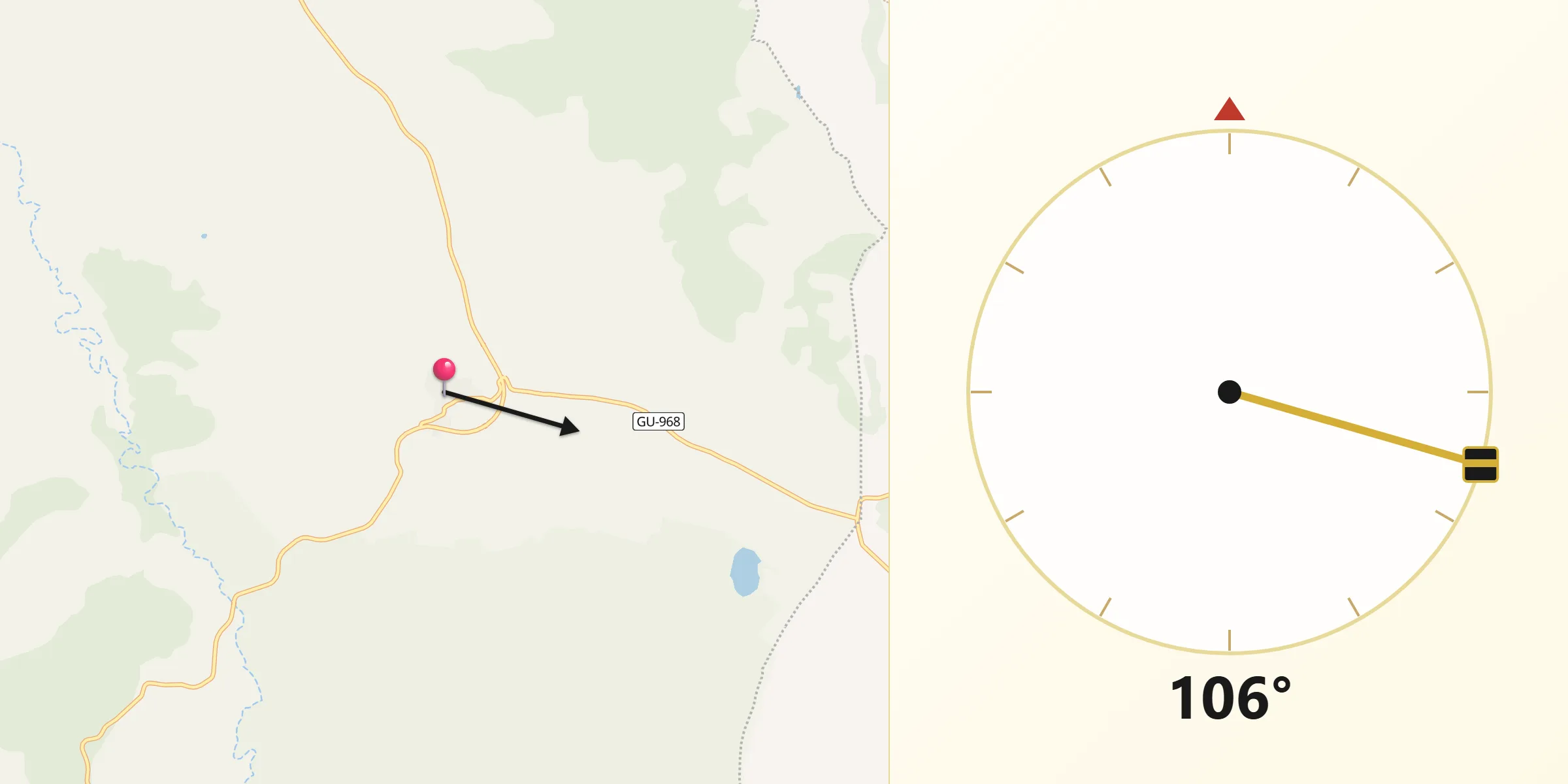 Dirección de la Qibla desde Tordesilos