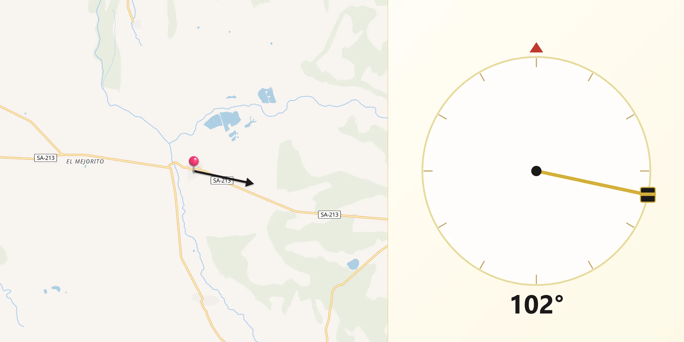 Dirección de la Qibla desde Alba de Yeltes