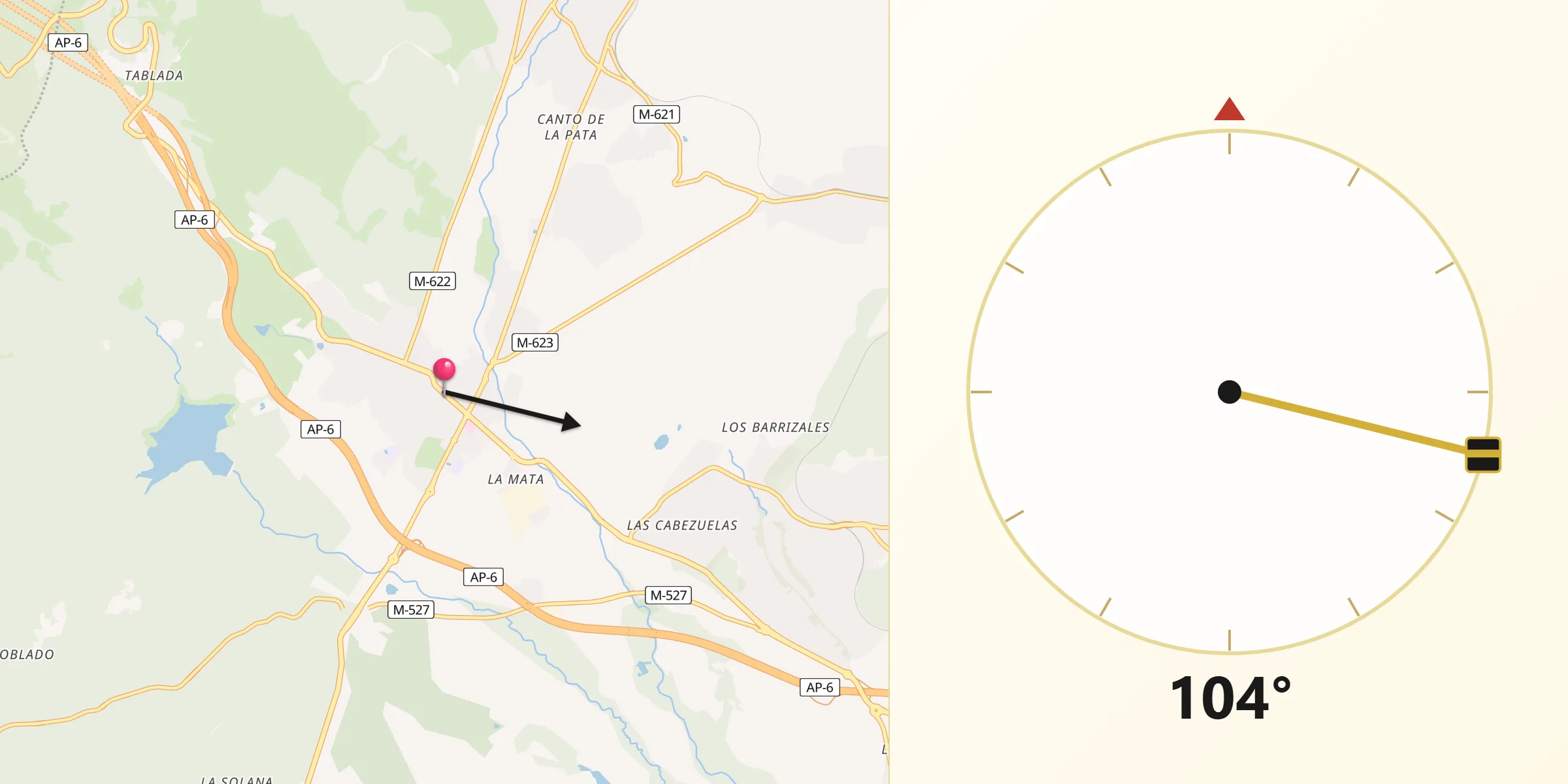 Dirección de la Qibla desde Guadarrama