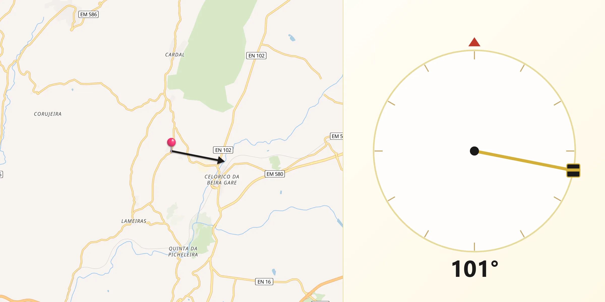 Direção da Qibla a partir de Forno Telheiro