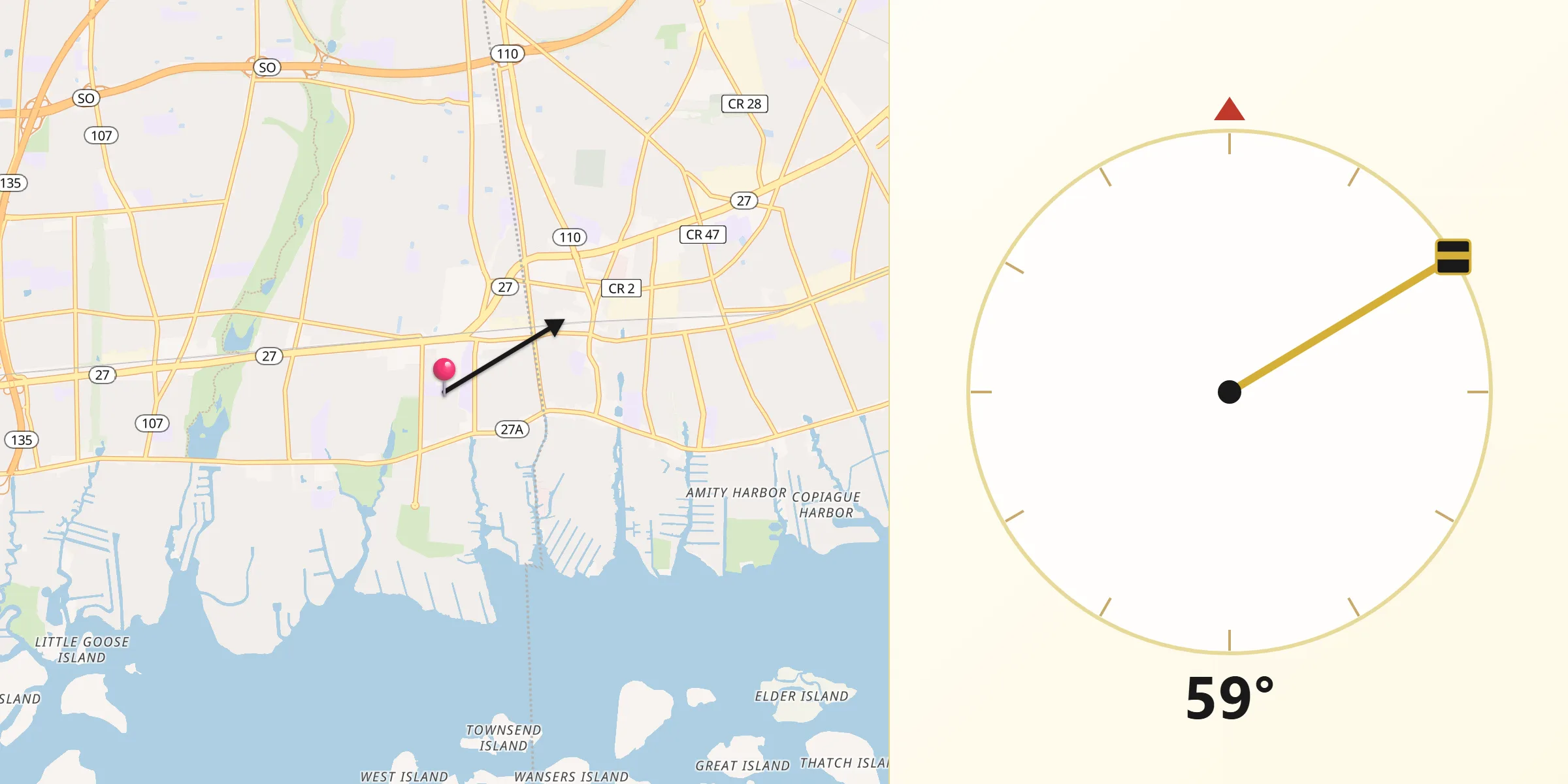 Qibla Direction from East Massapequa