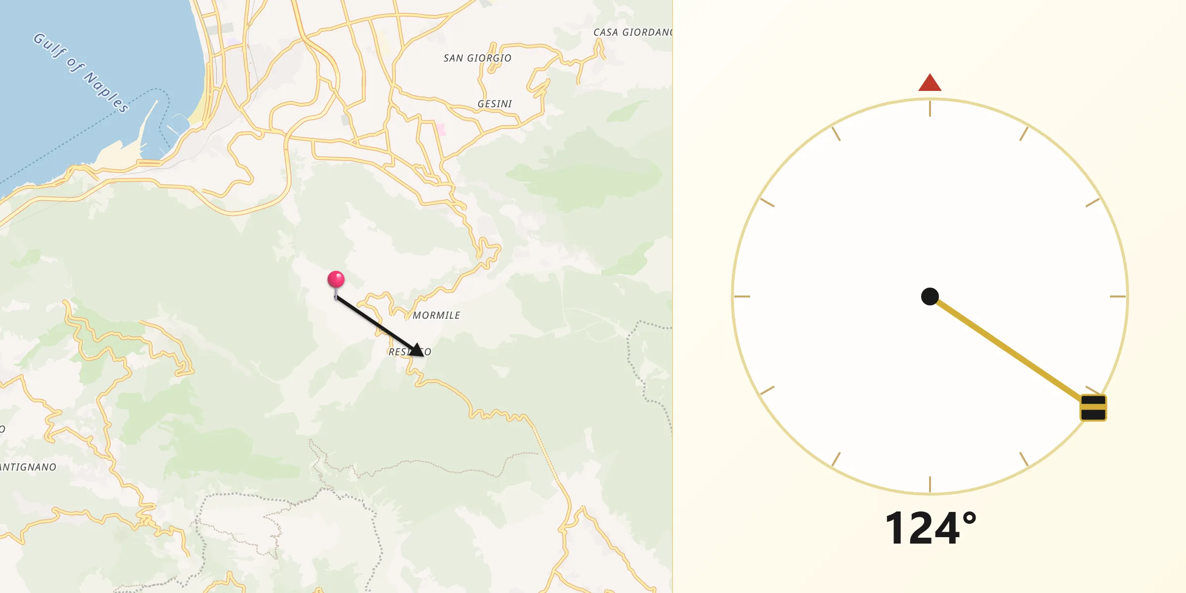 Direzione della Qibla da Piazza-Tralia-Pendolo