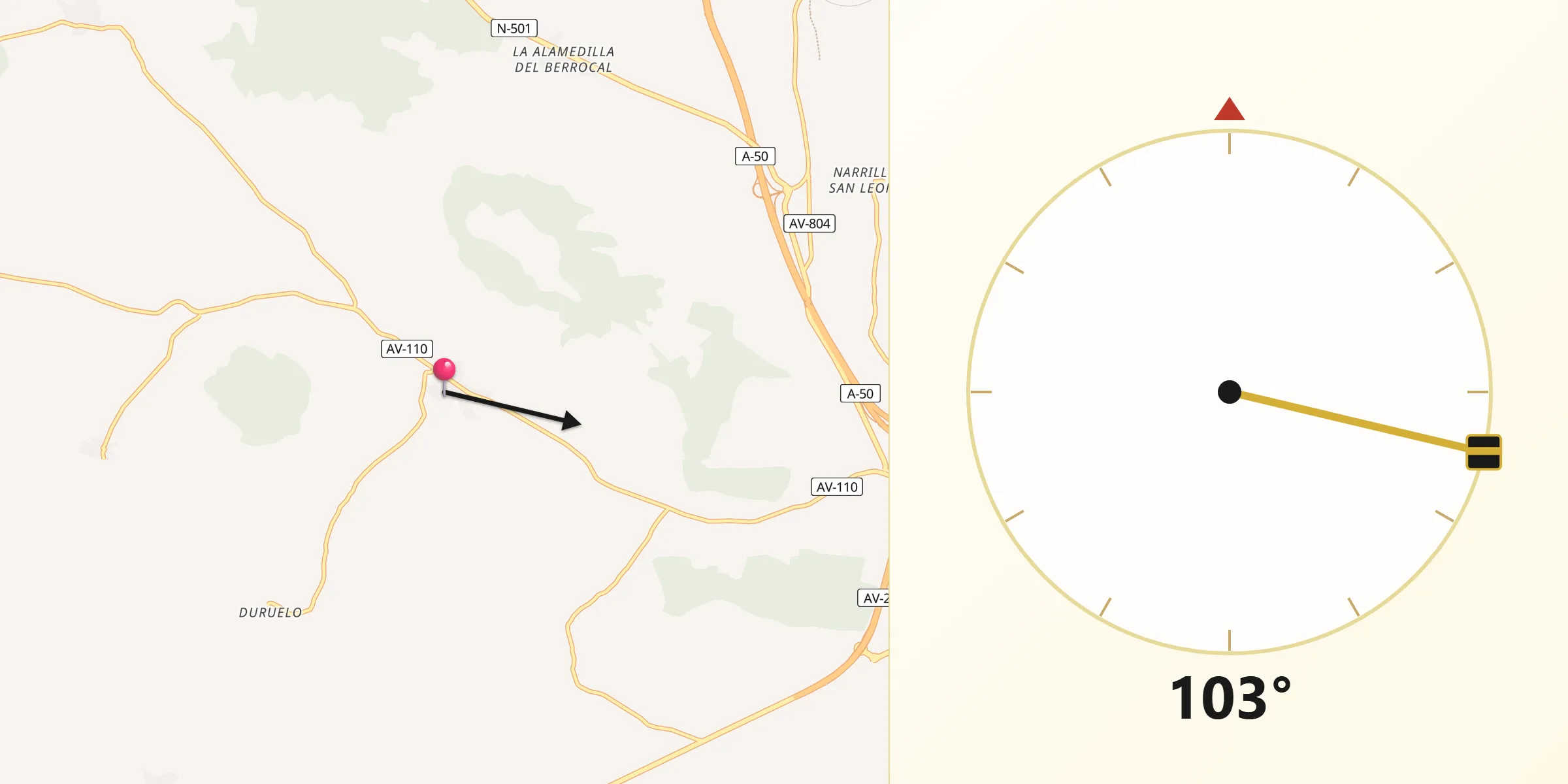 Dirección de la Qibla desde Martiherrero
