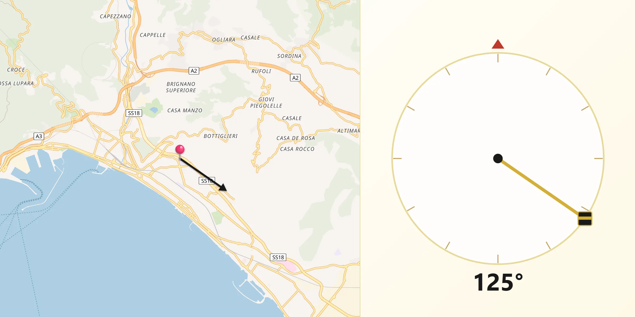 Direcția Qibla din Salerno