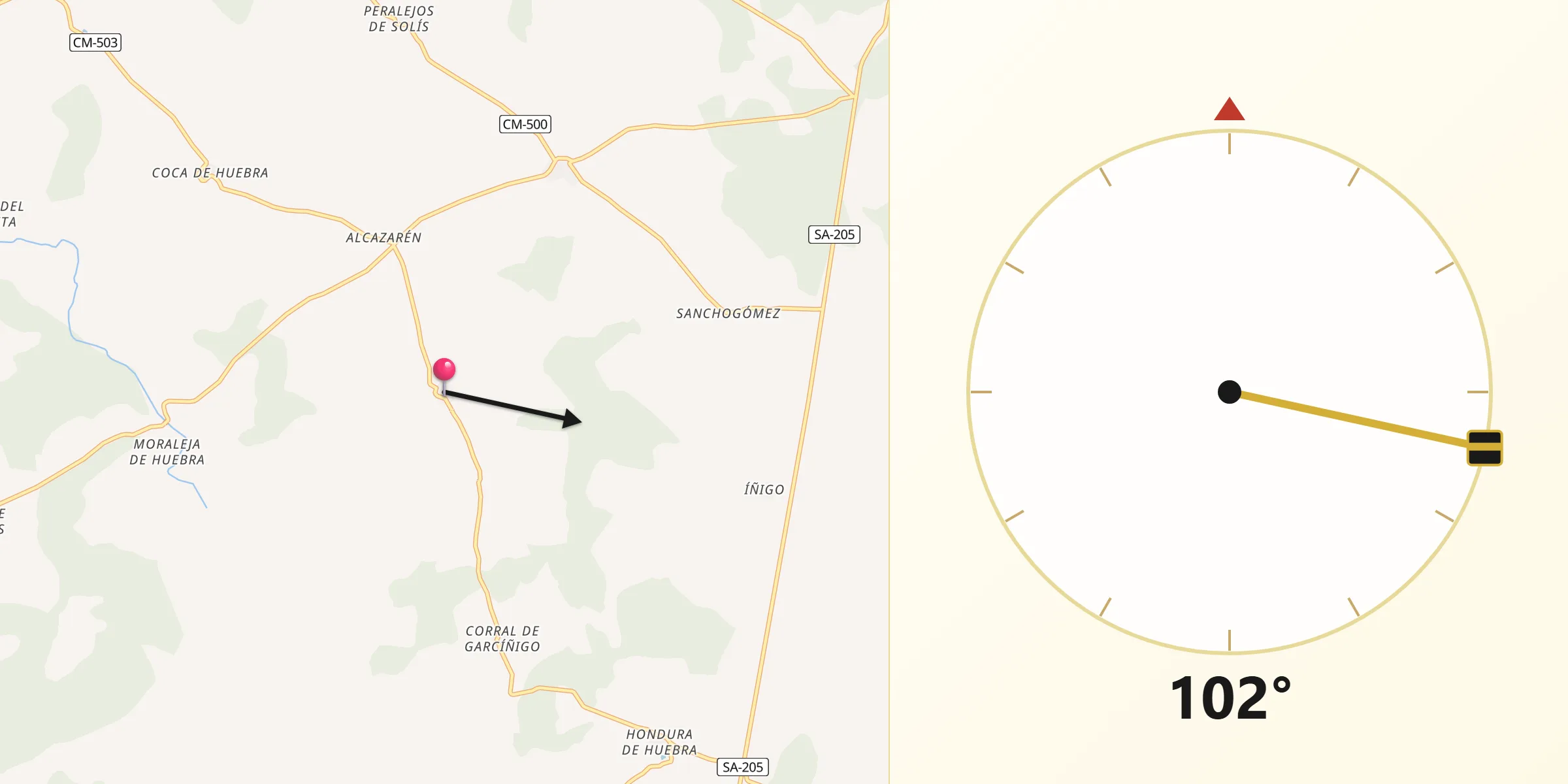 Dirección de la Qibla desde Barbalos