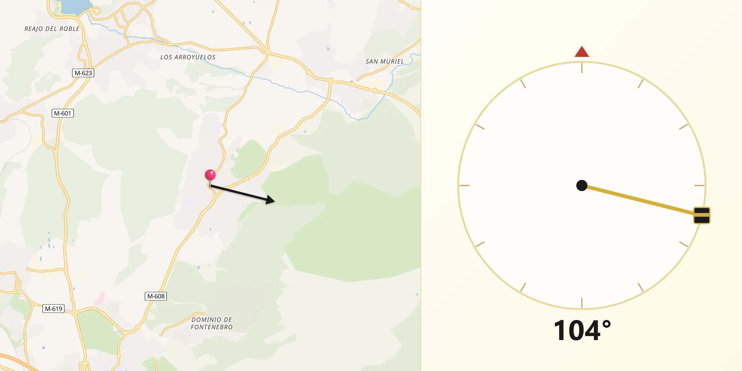 Dirección de la Qibla desde Moralzarzal