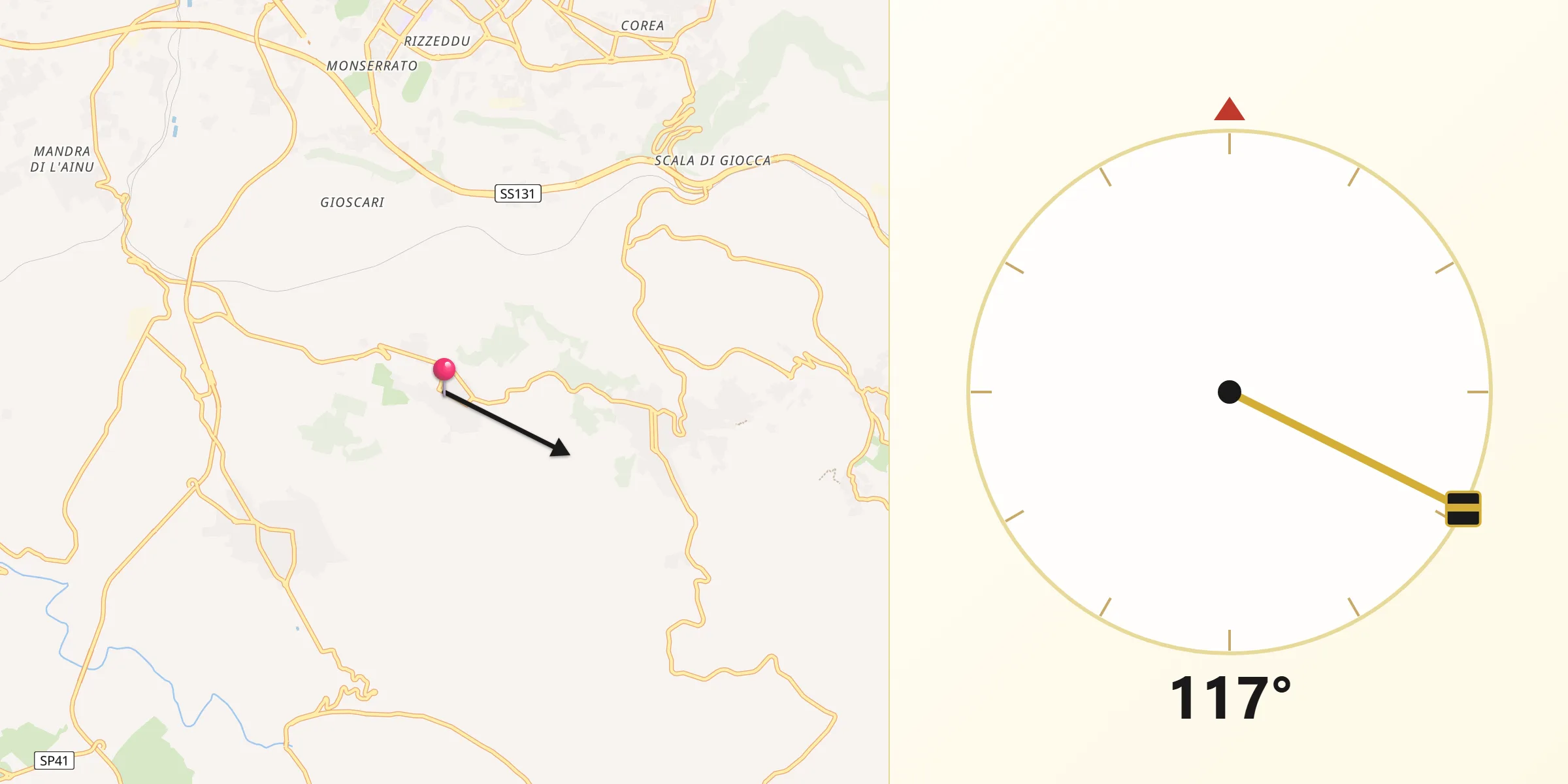 Direzione della Qibla da Tissi