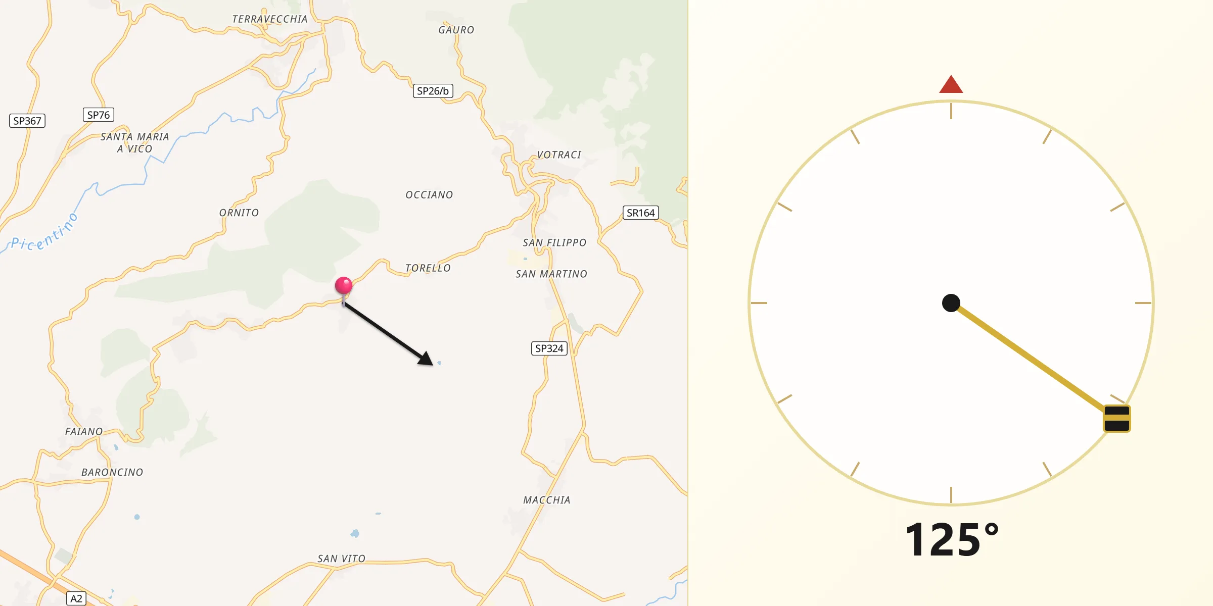 Direzione della Qibla da Pugliano