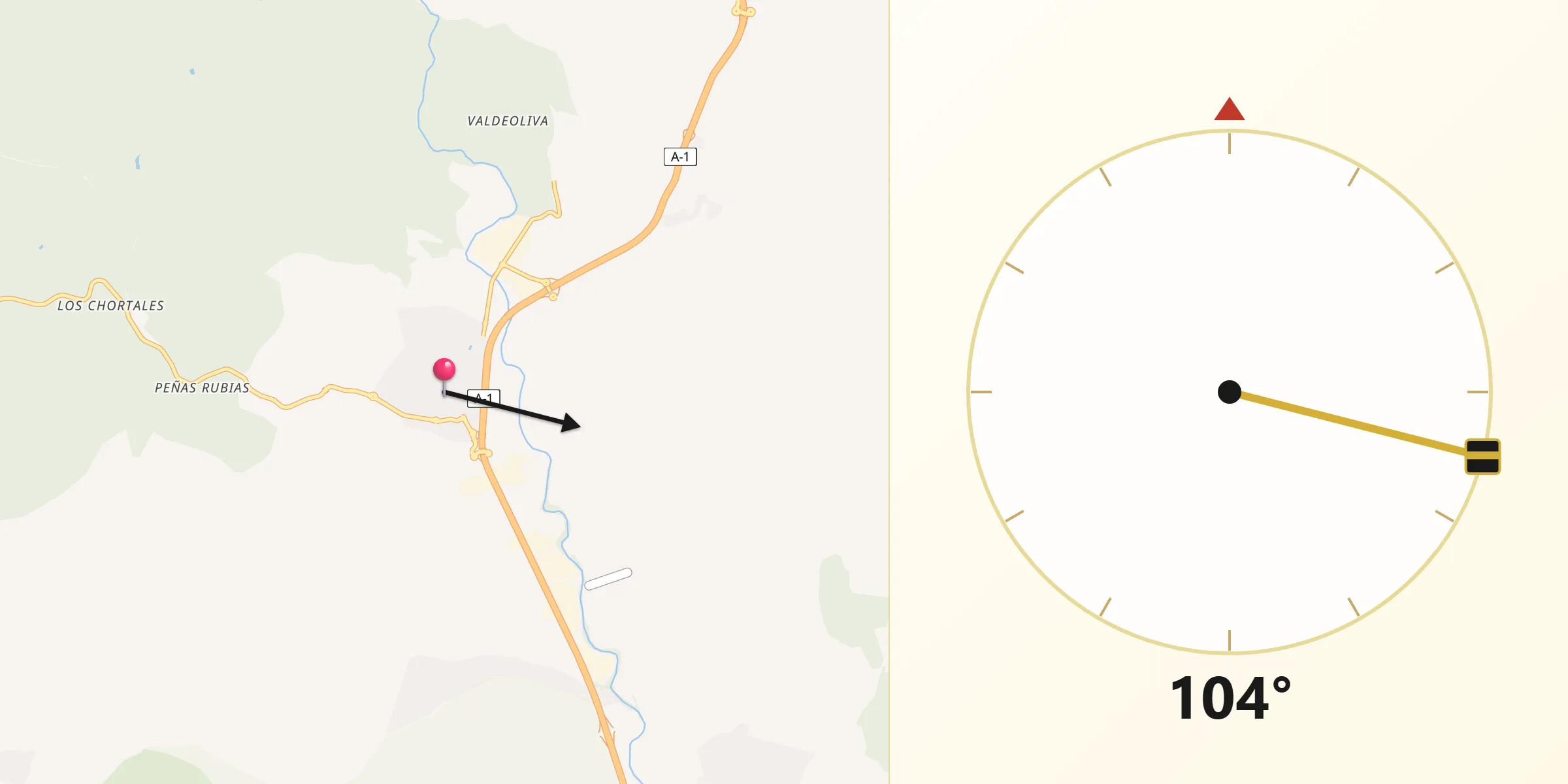 Dirección de la Qibla desde San Agustín del Guadalix