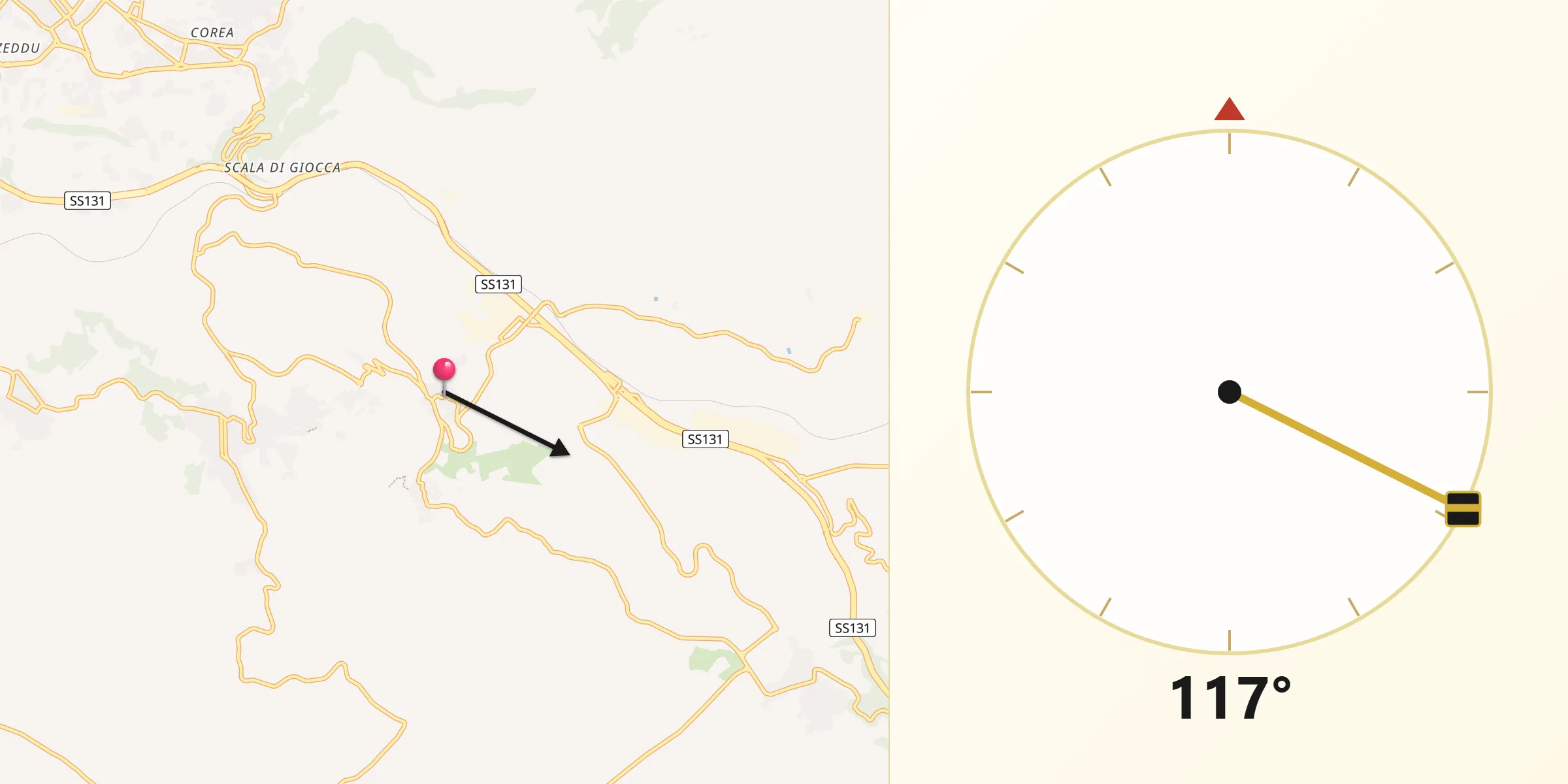 Direzione della Qibla da Muros