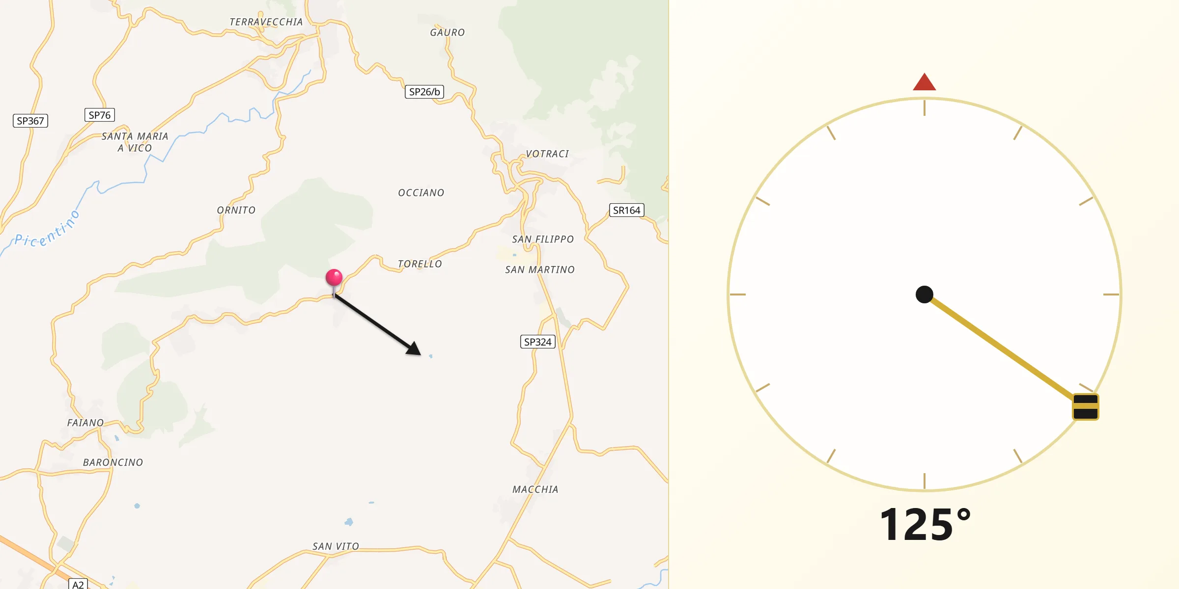 Direzione della Qibla da Montecorvino Pugliano