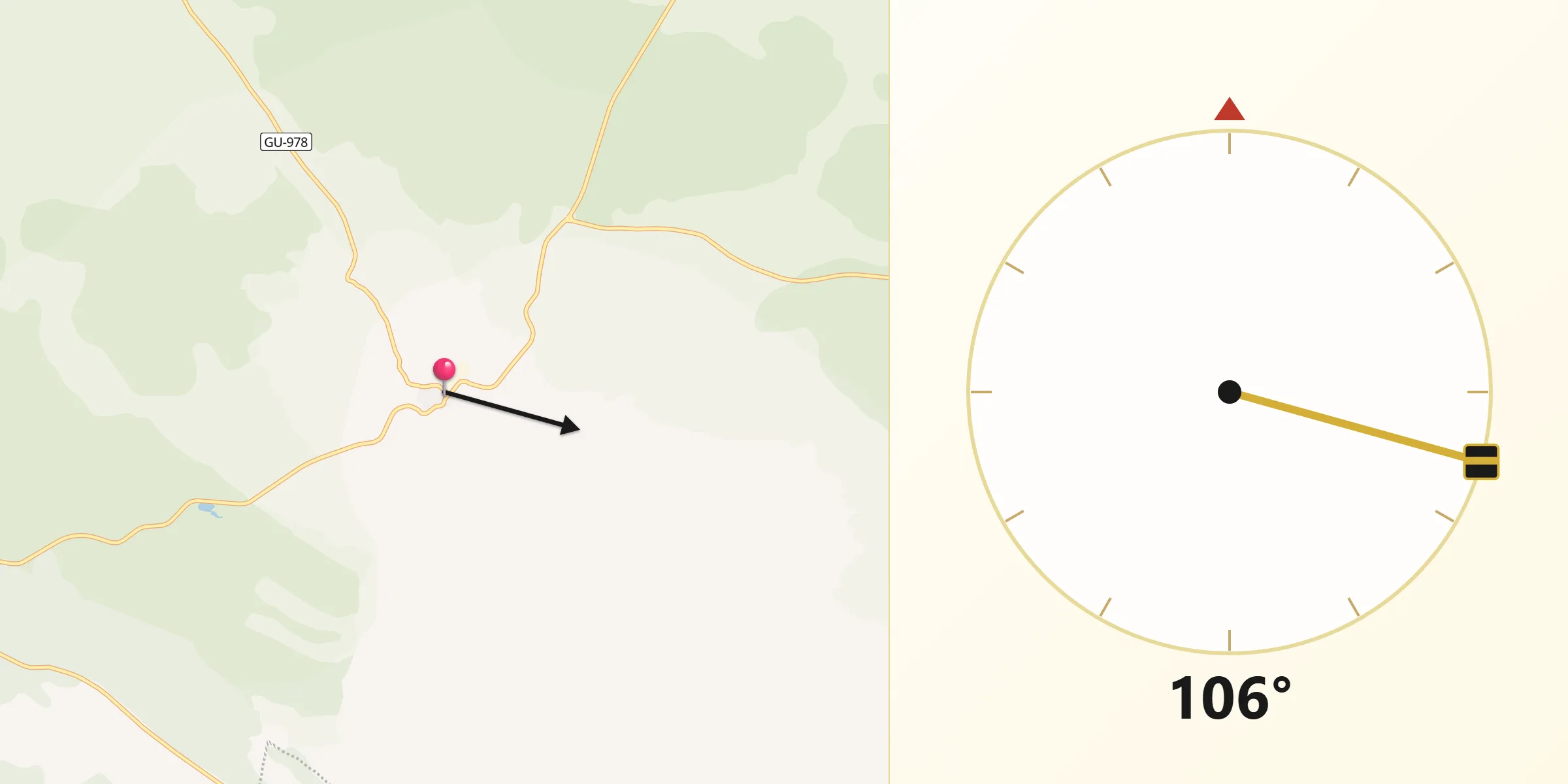 Dirección de la Qibla desde Villanueva de Alcorón