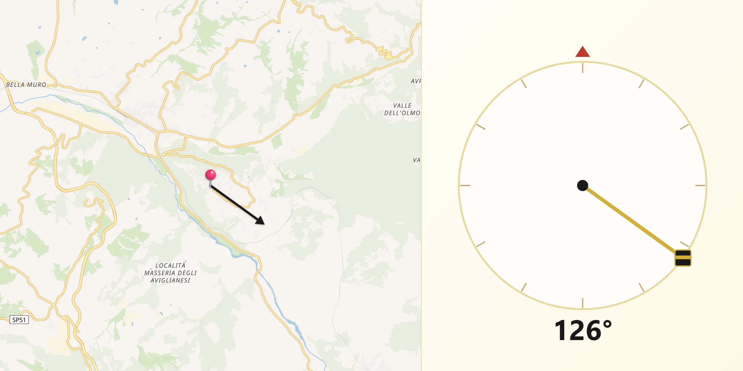 Direzione della Qibla da Baragiano