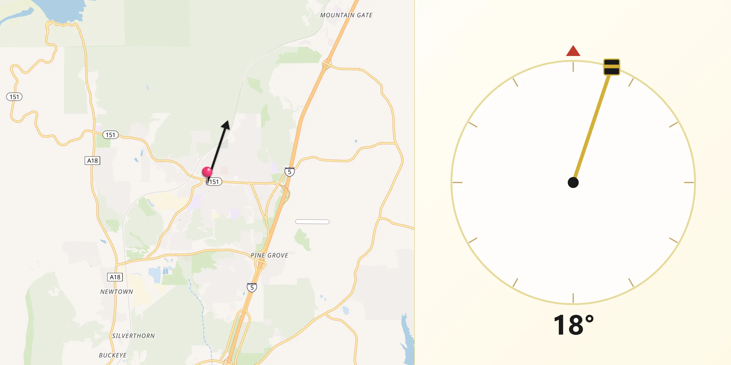 Qibla Direction from Shasta Lake