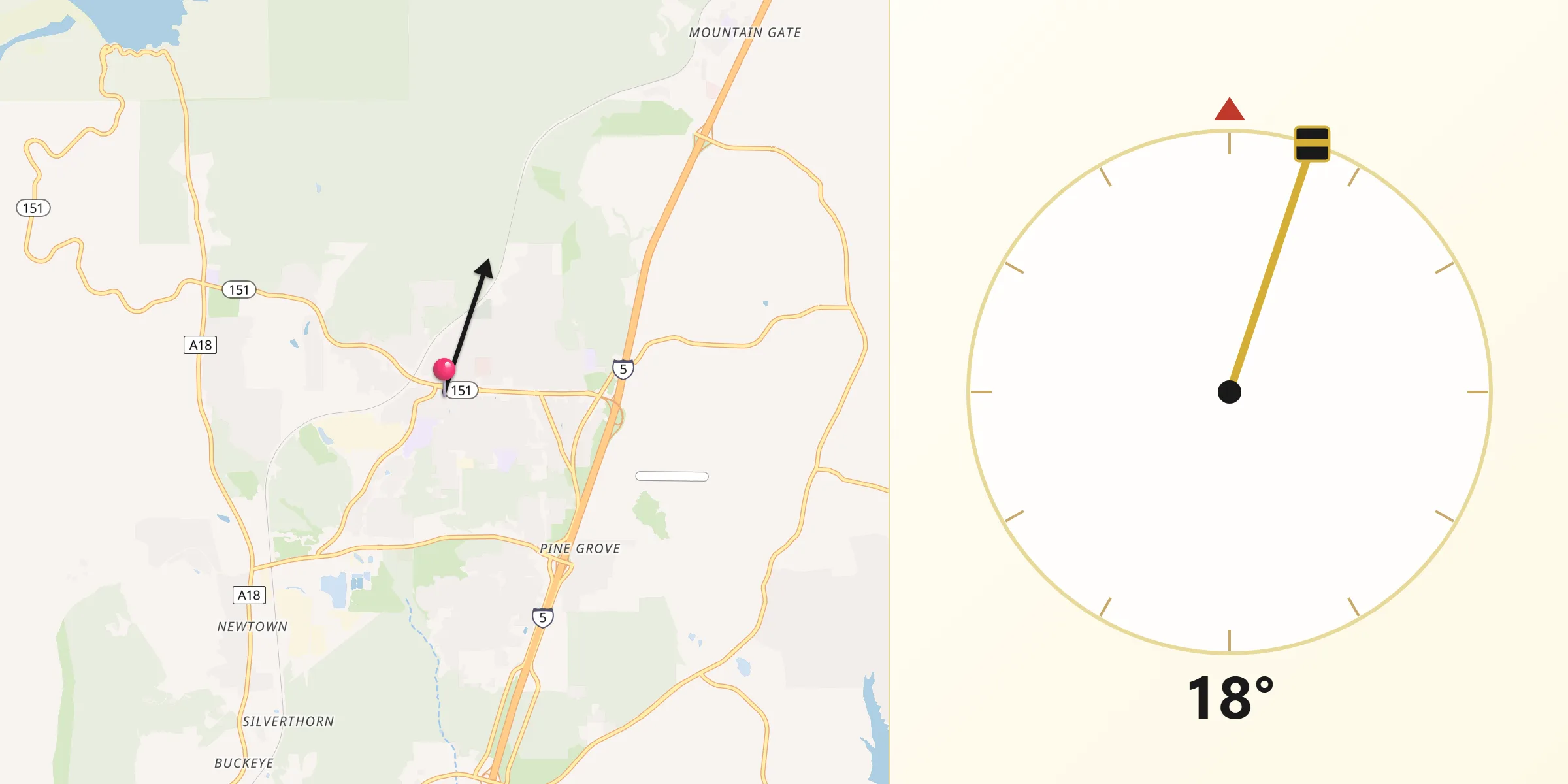 Qibla Direction from Central Valley (historical)