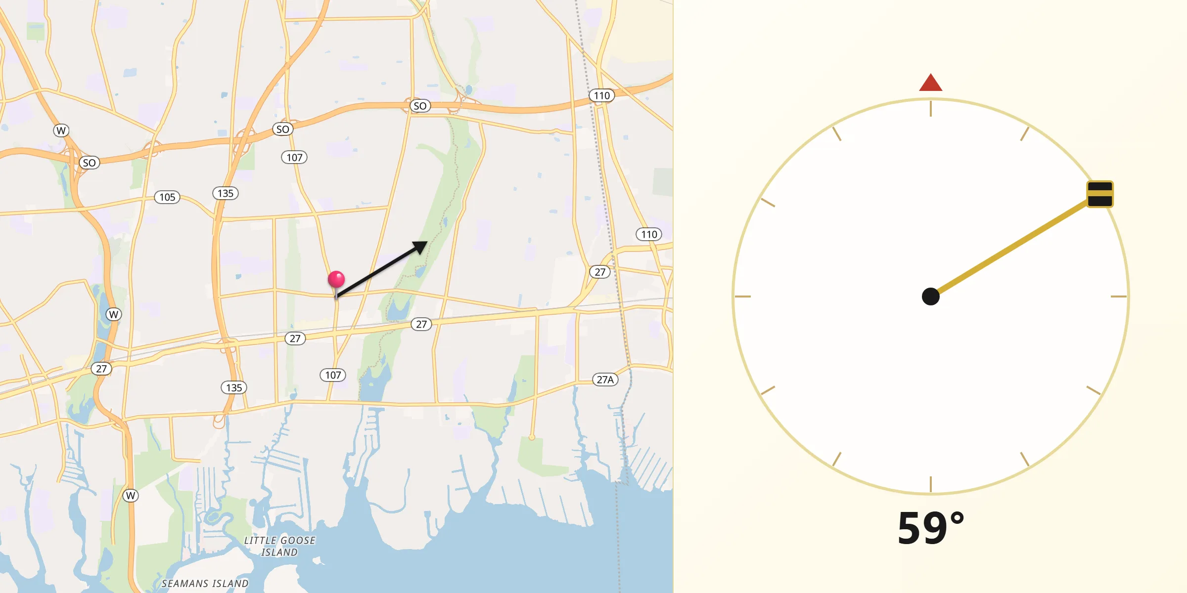 Qibla Direction from Massapequa