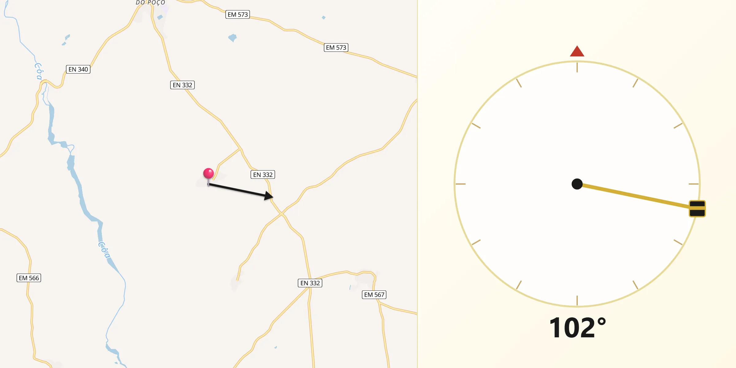 Direção da Qibla a partir de Junça
