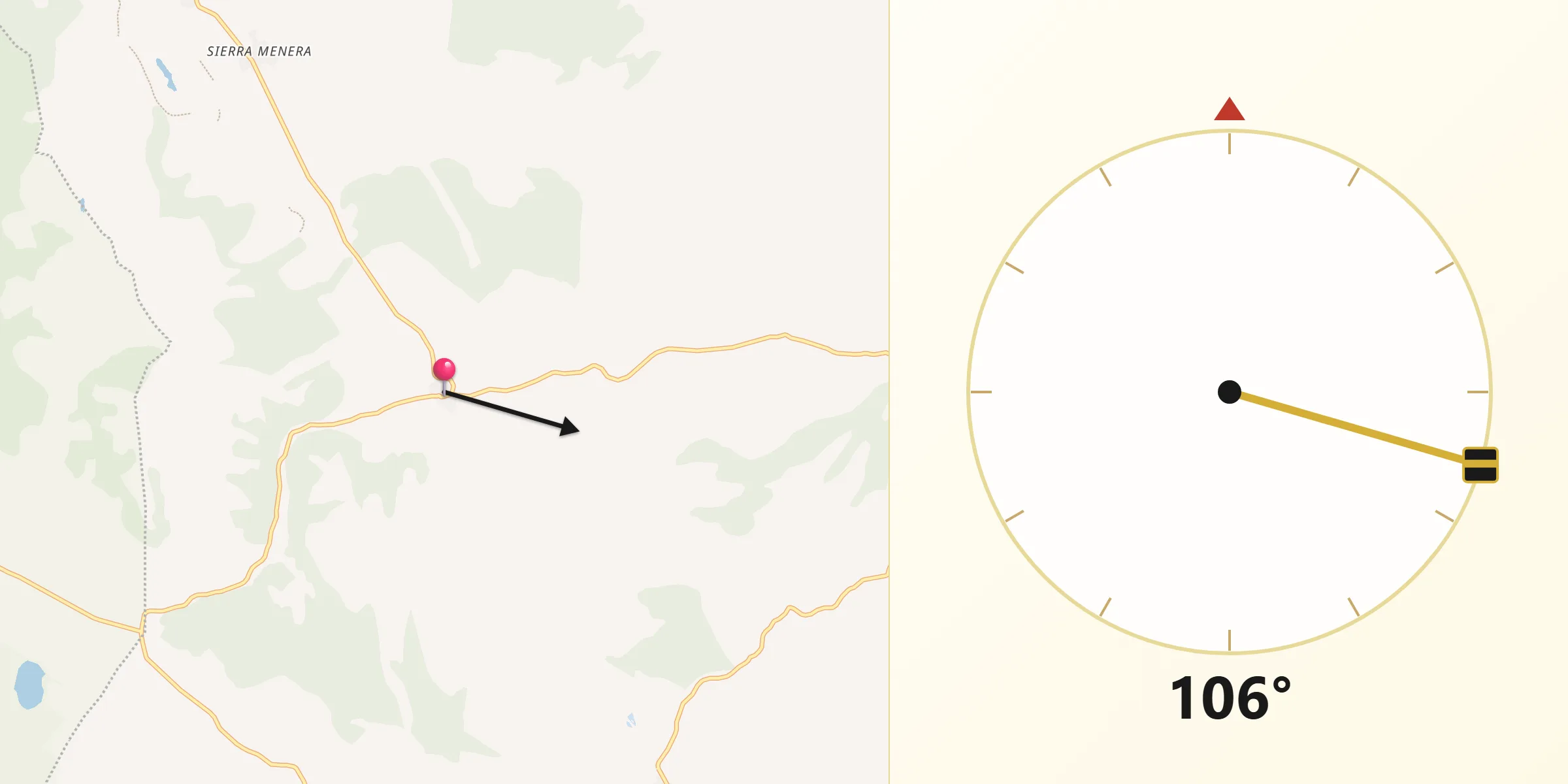Dirección de la Qibla desde Villar del Salz