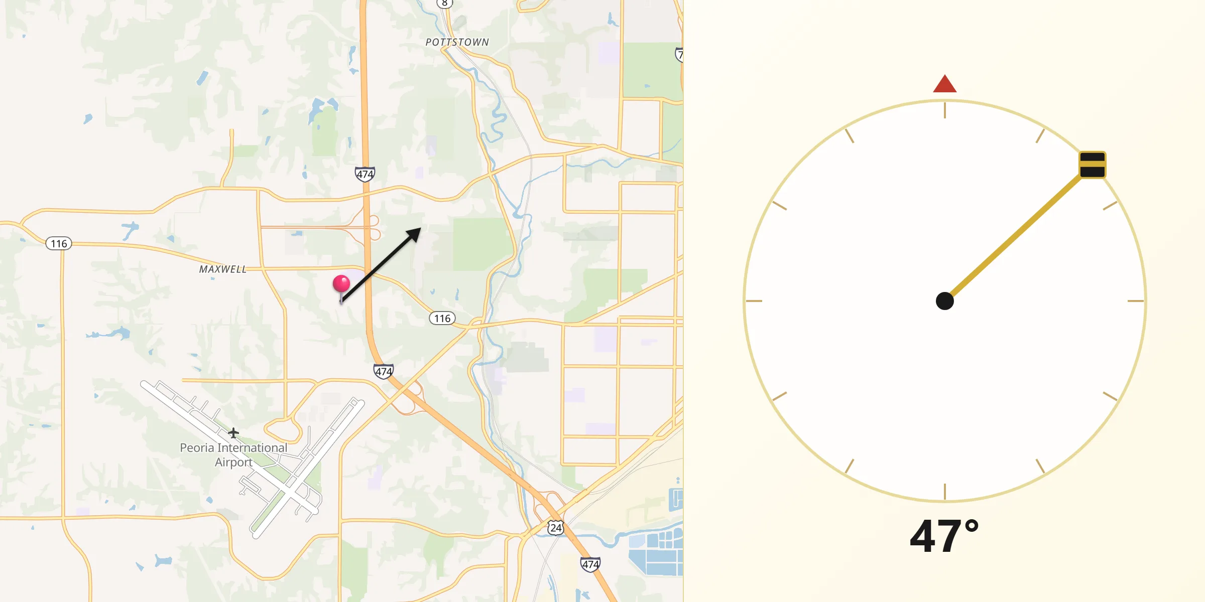 Dirección de la Qibla desde Bellevue
