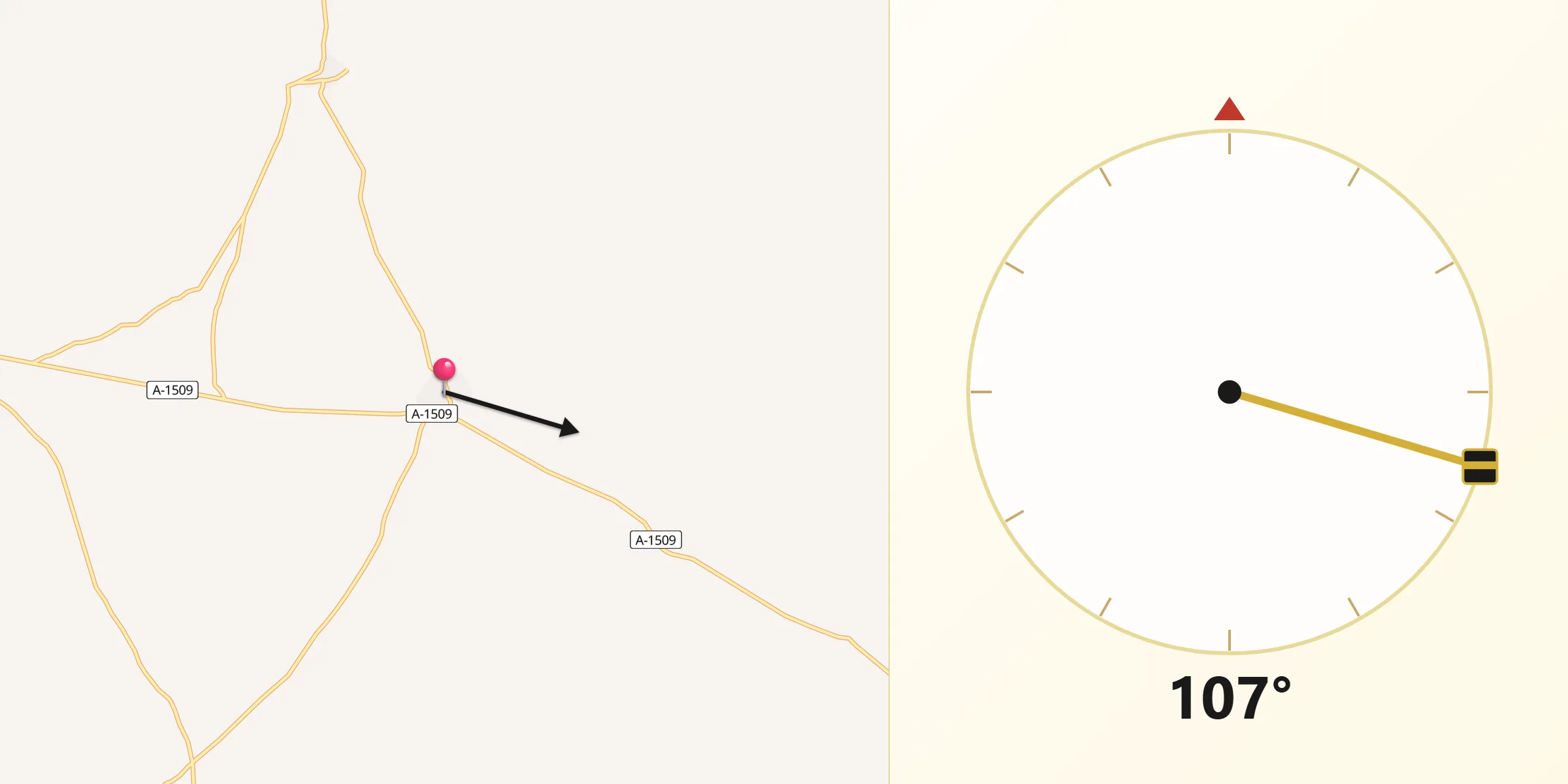 Dirección de la Qibla desde Visiedo