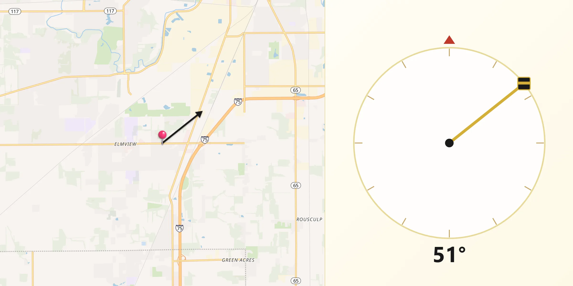 Qibla Direction from Fort Shawnee