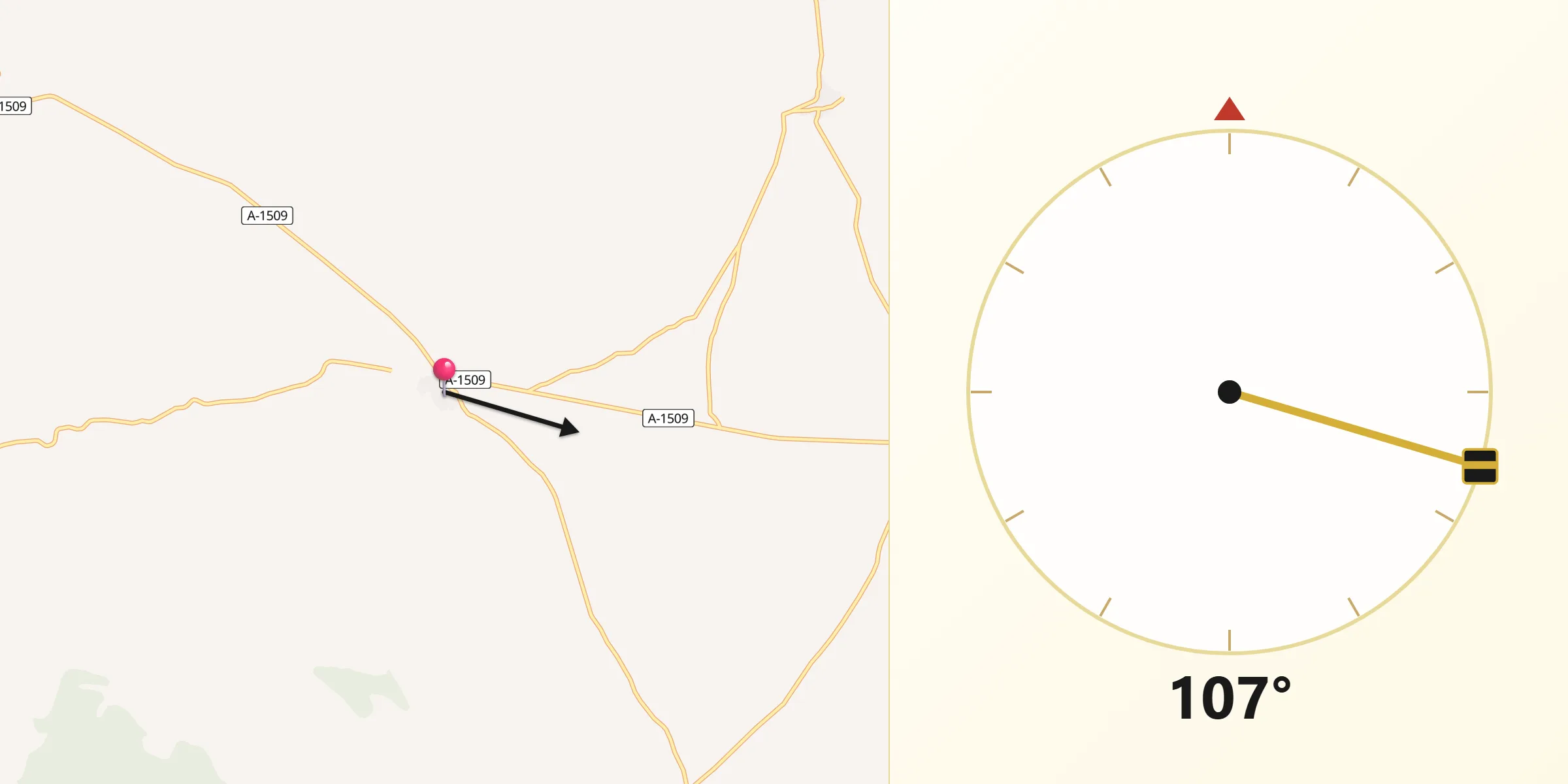Dirección de la Qibla desde Argente