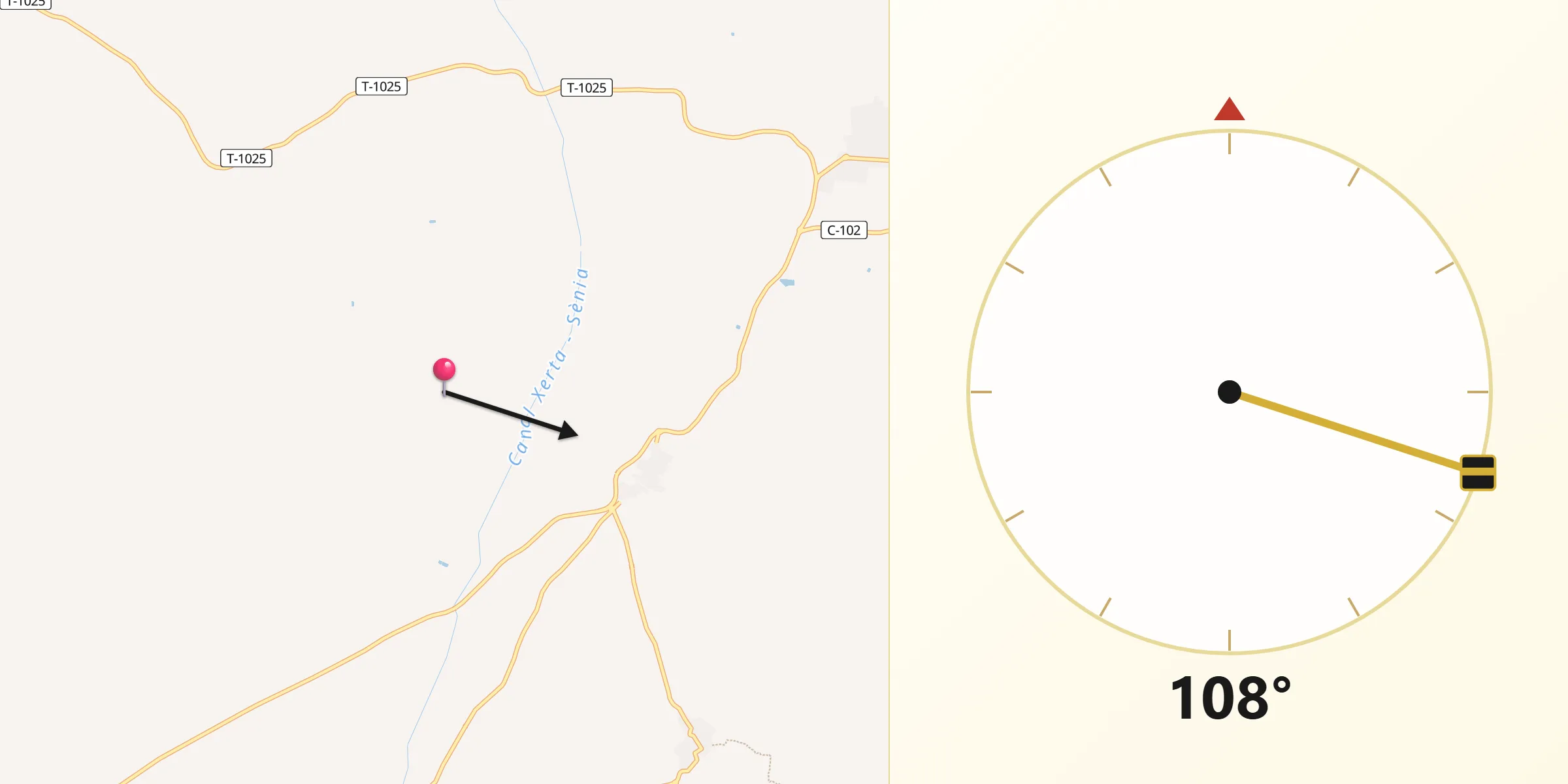 Dirección de la Qibla desde Galera