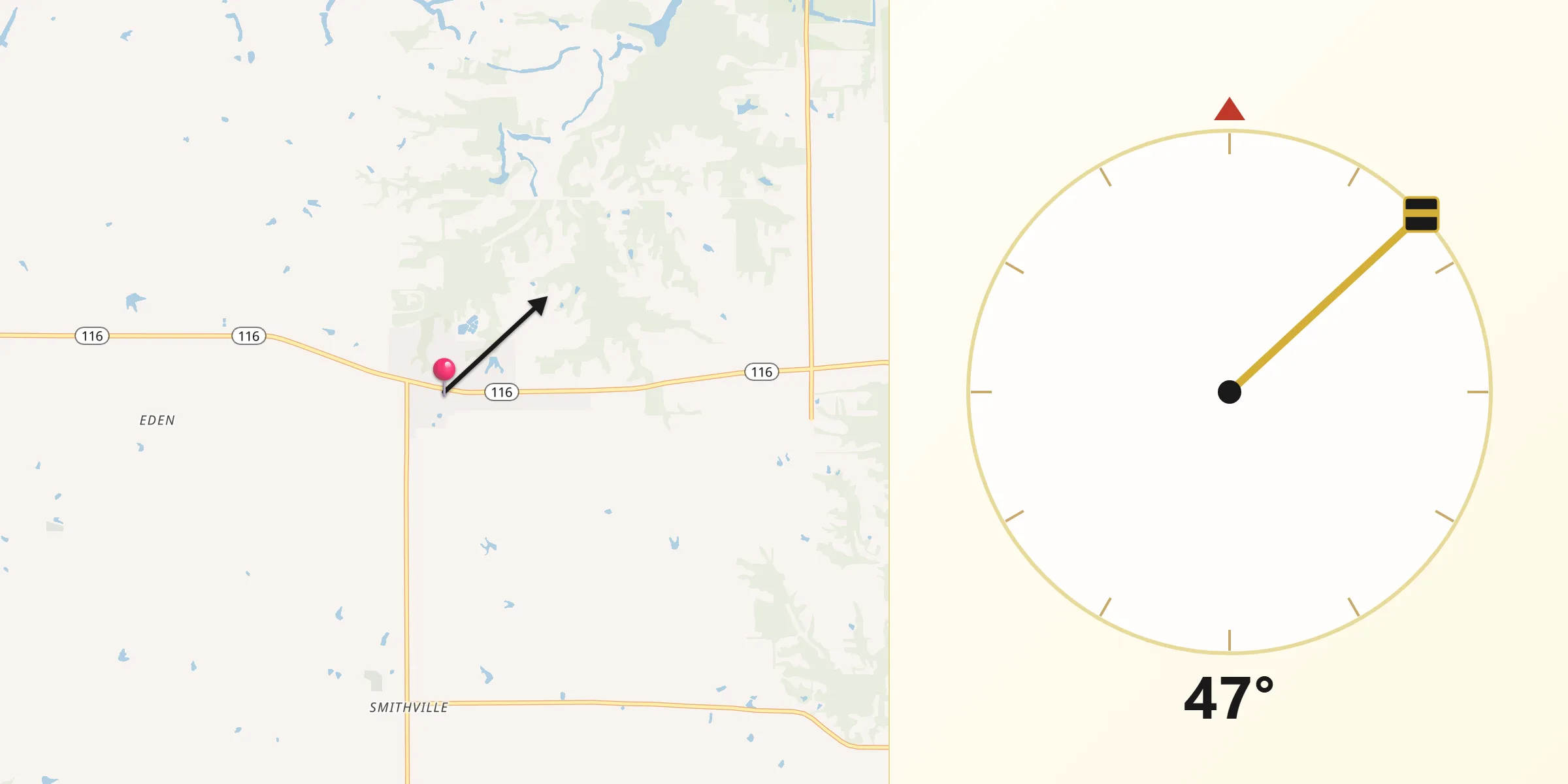 Qibla Direction from Hanna City