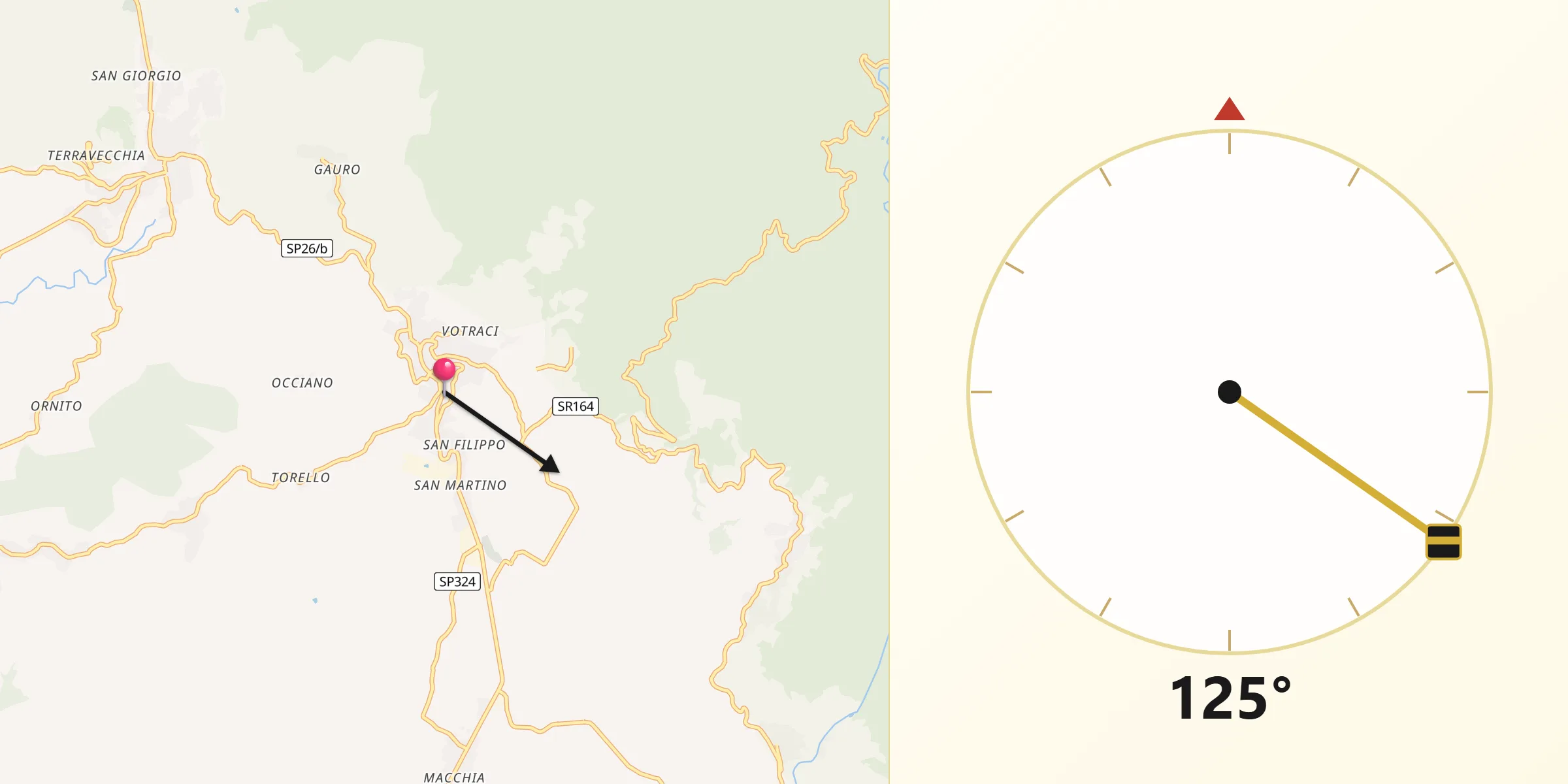 Direzione della Qibla da Montecorvino Rovella