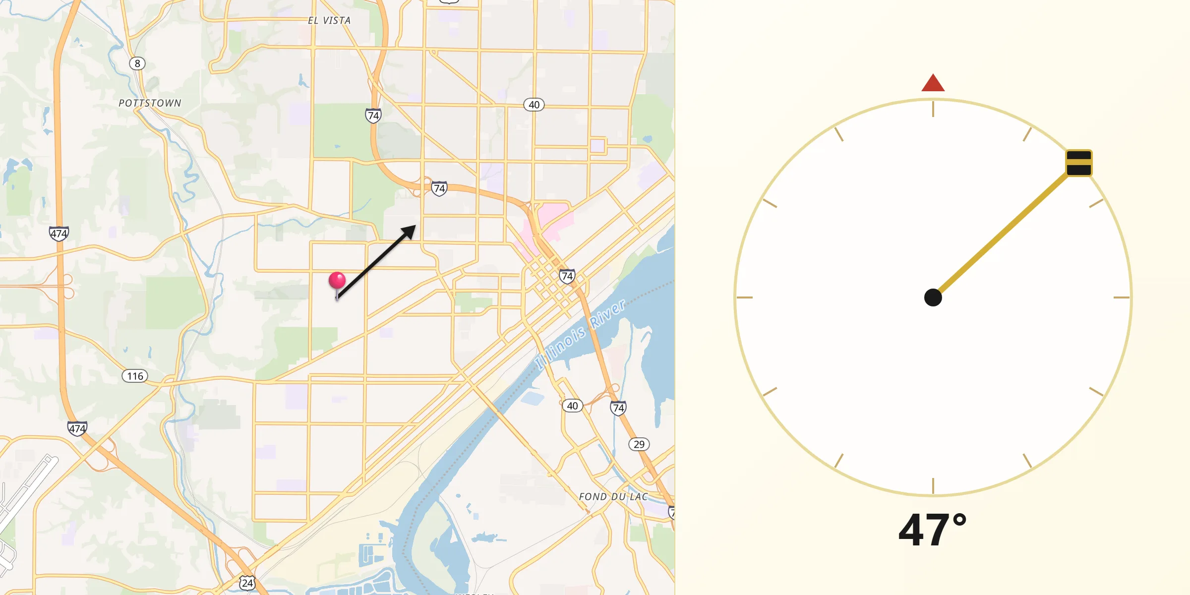 Qibla Direction from West Peoria