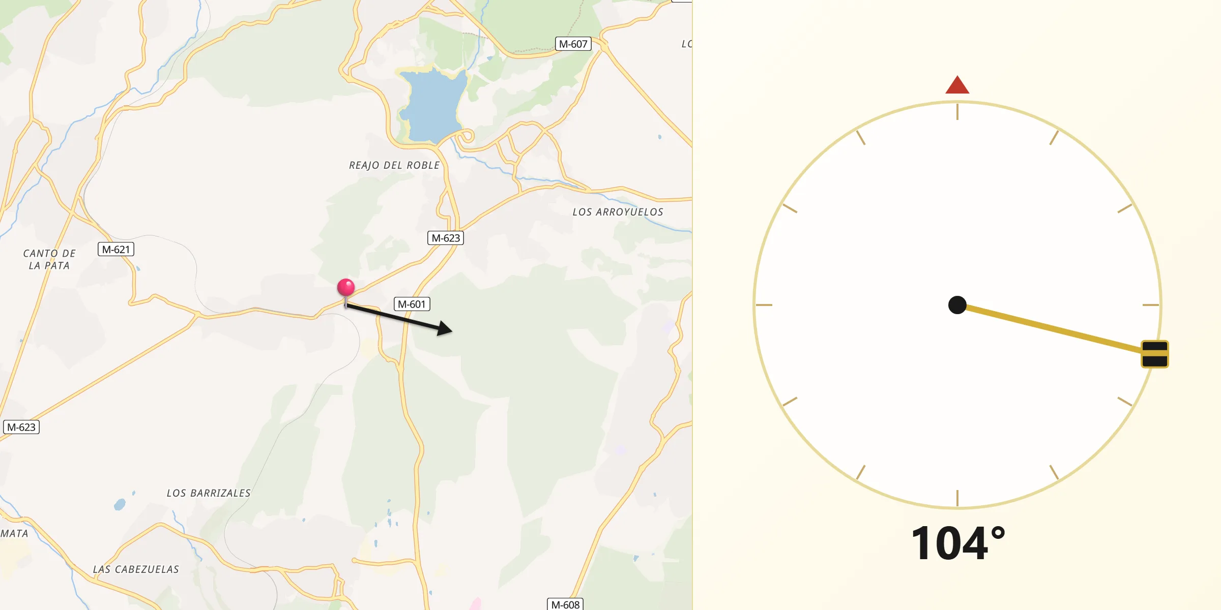Dirección de la Qibla desde Collado Mediano