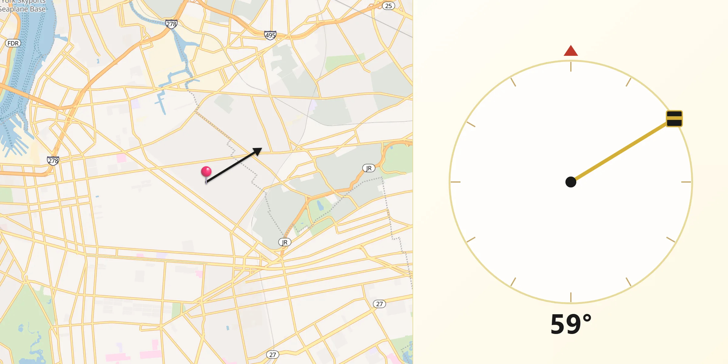 Qibla Direction from Bushwick