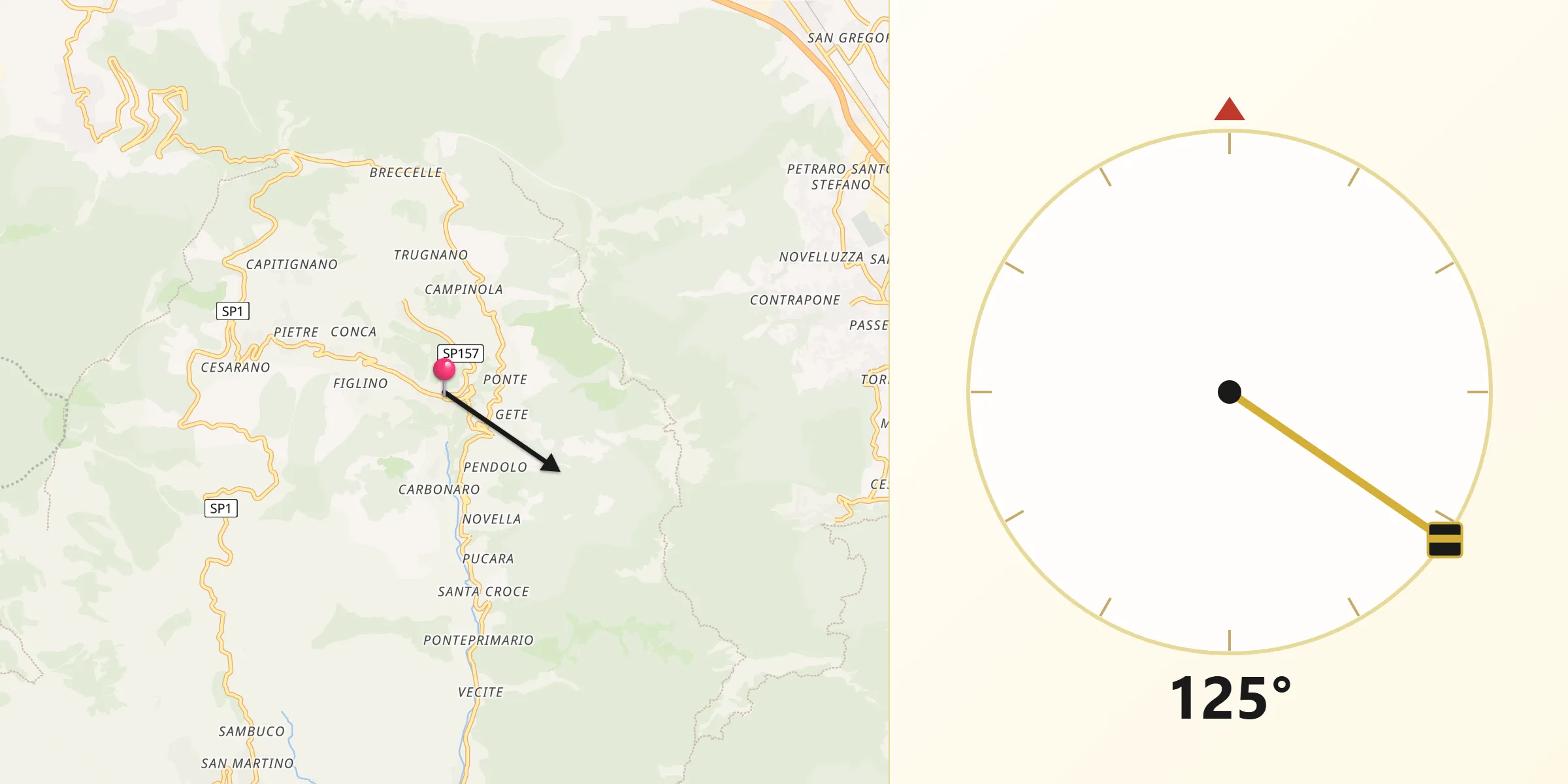 Direzione della Qibla da Polvica