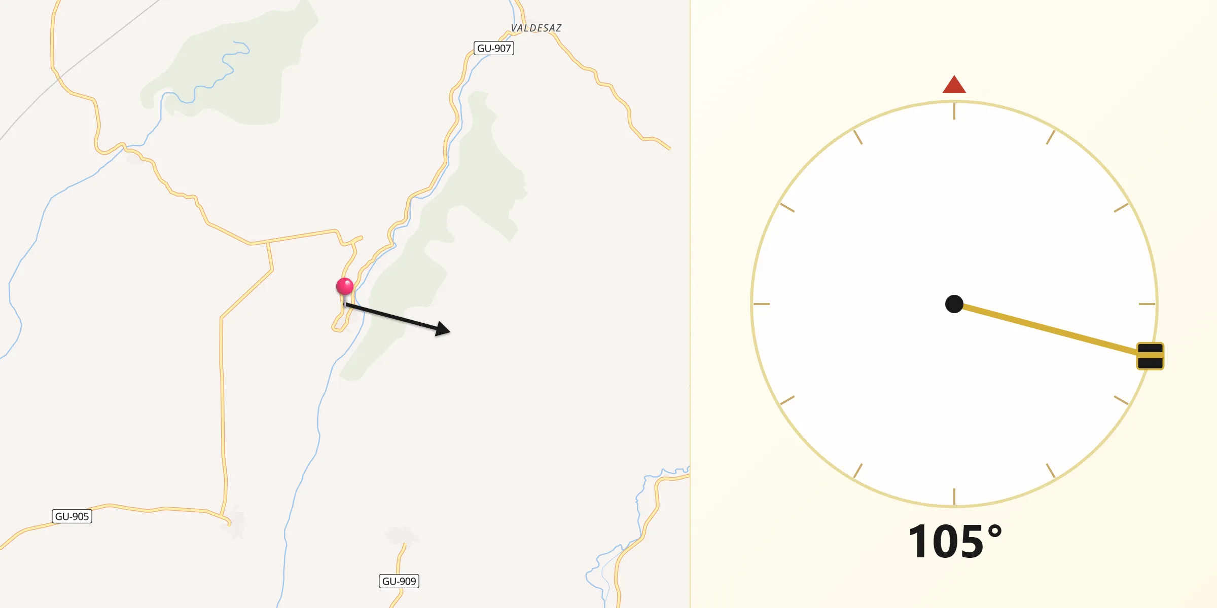 Dirección de la Qibla desde Caspueñas