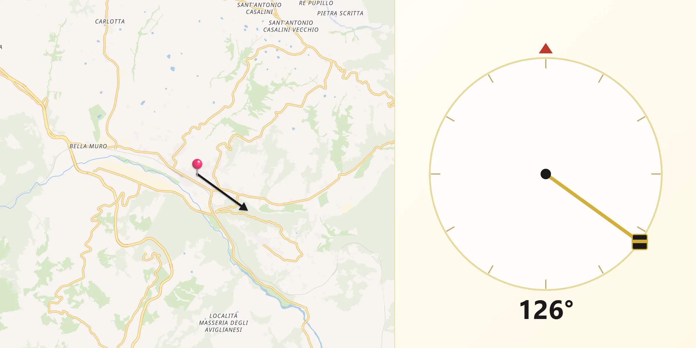 Direzione della Qibla da Scalo di Baragiano
