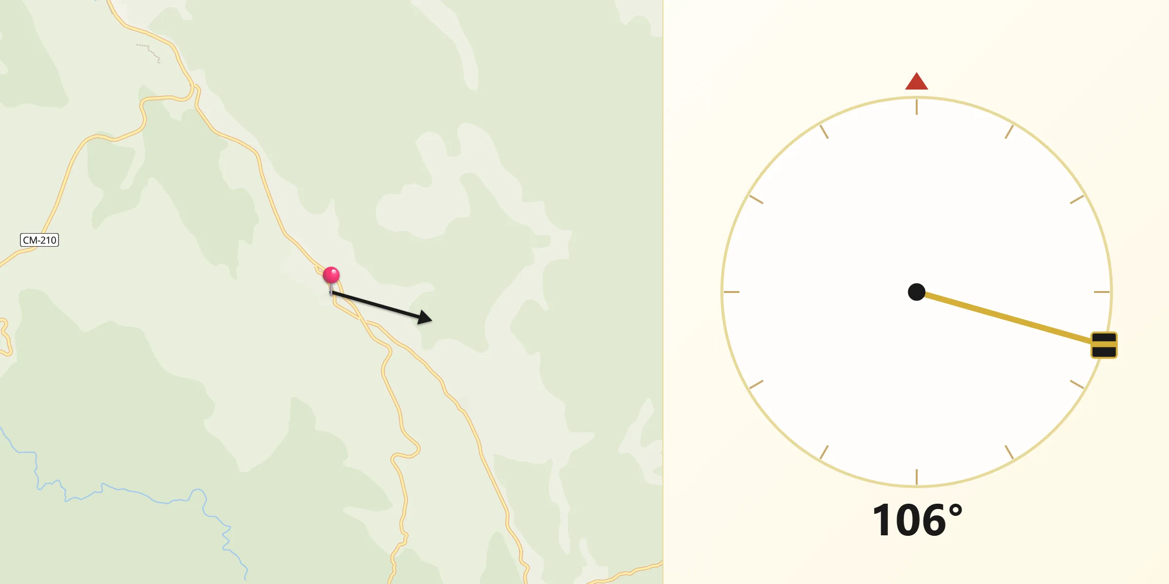 Dirección de la Qibla desde Terzaga