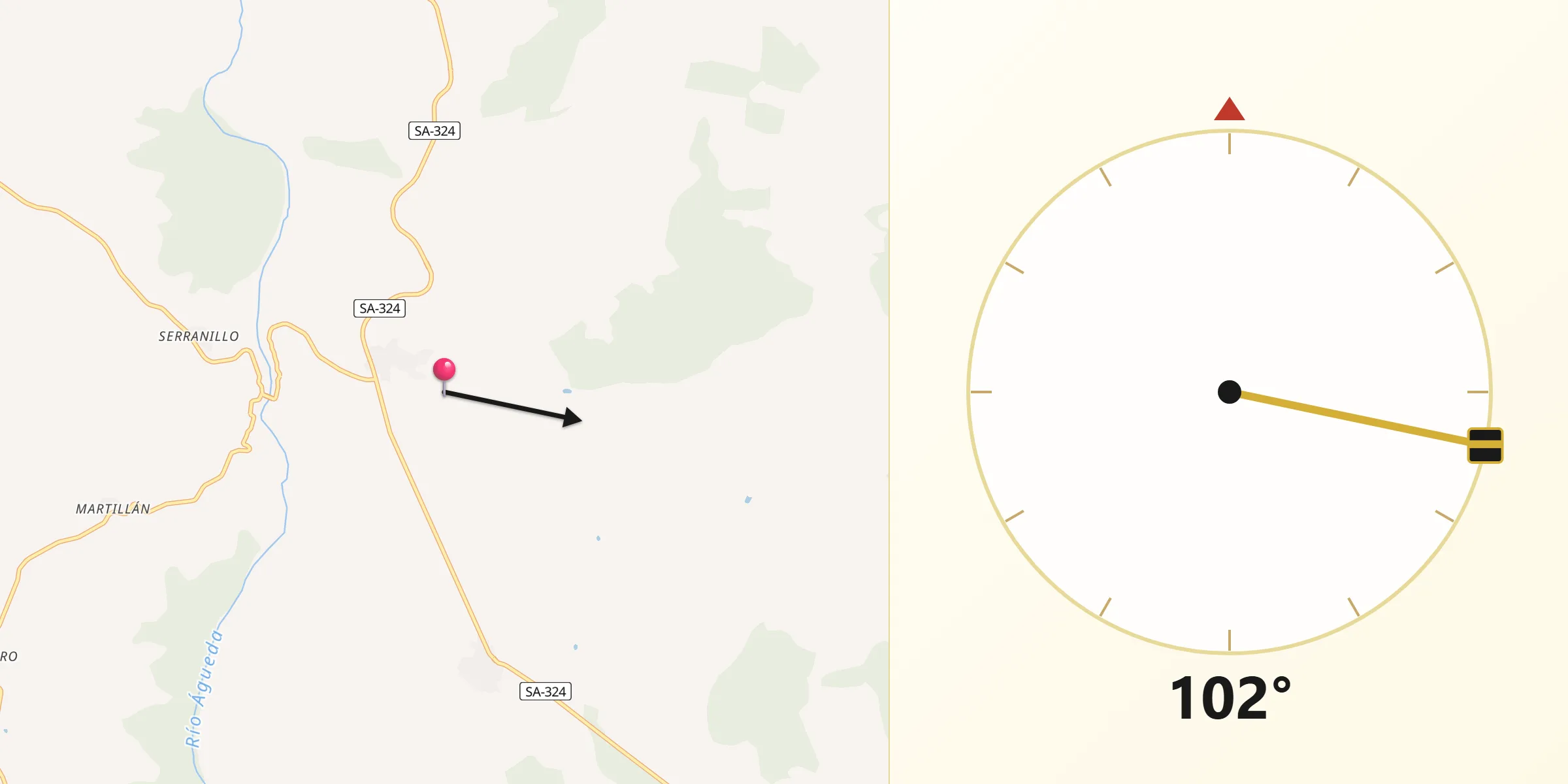 Dirección de la Qibla desde Castillejo de Martín Viejo