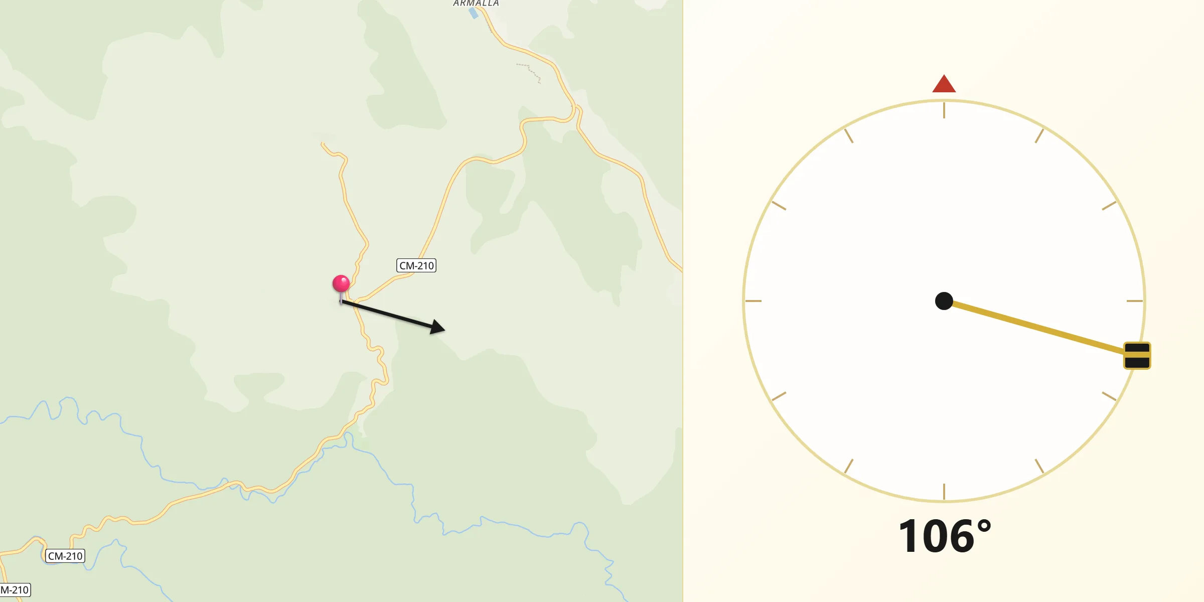 Dirección de la Qibla desde Taravilla