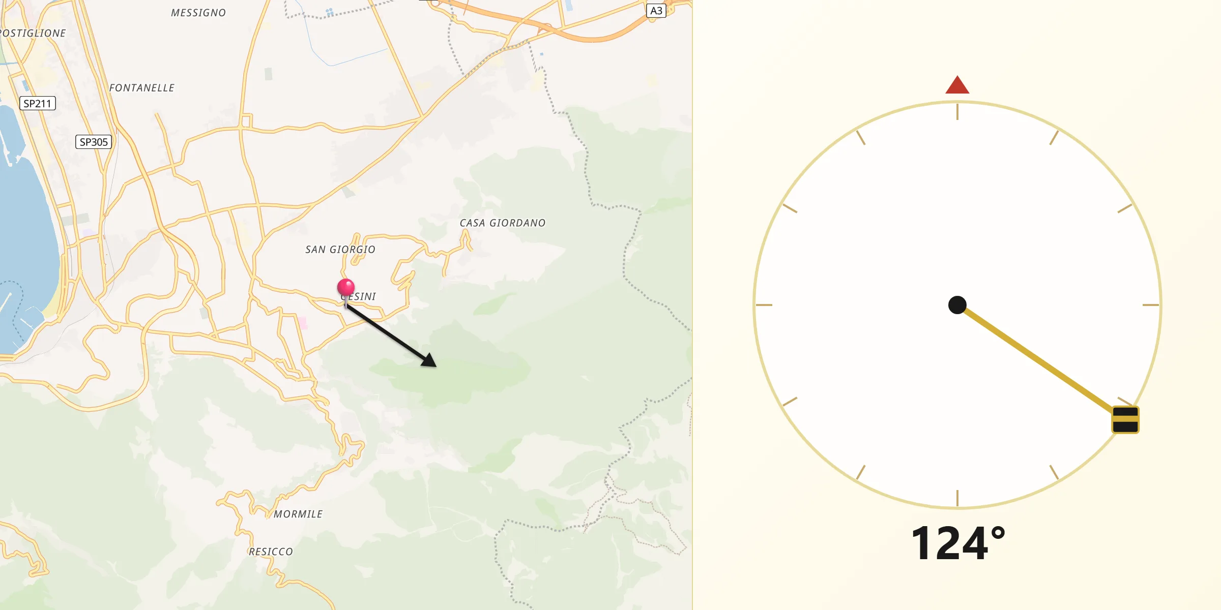 Direzione della Qibla da Casola di Napoli