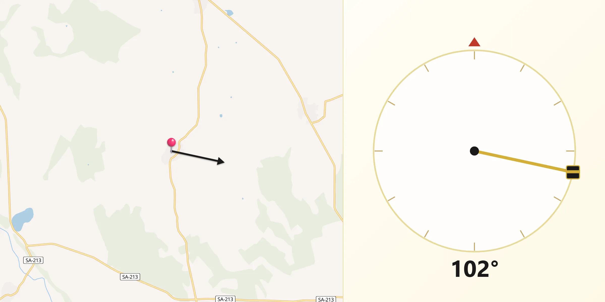 Dirección de la Qibla desde Sepulcro-Hilario