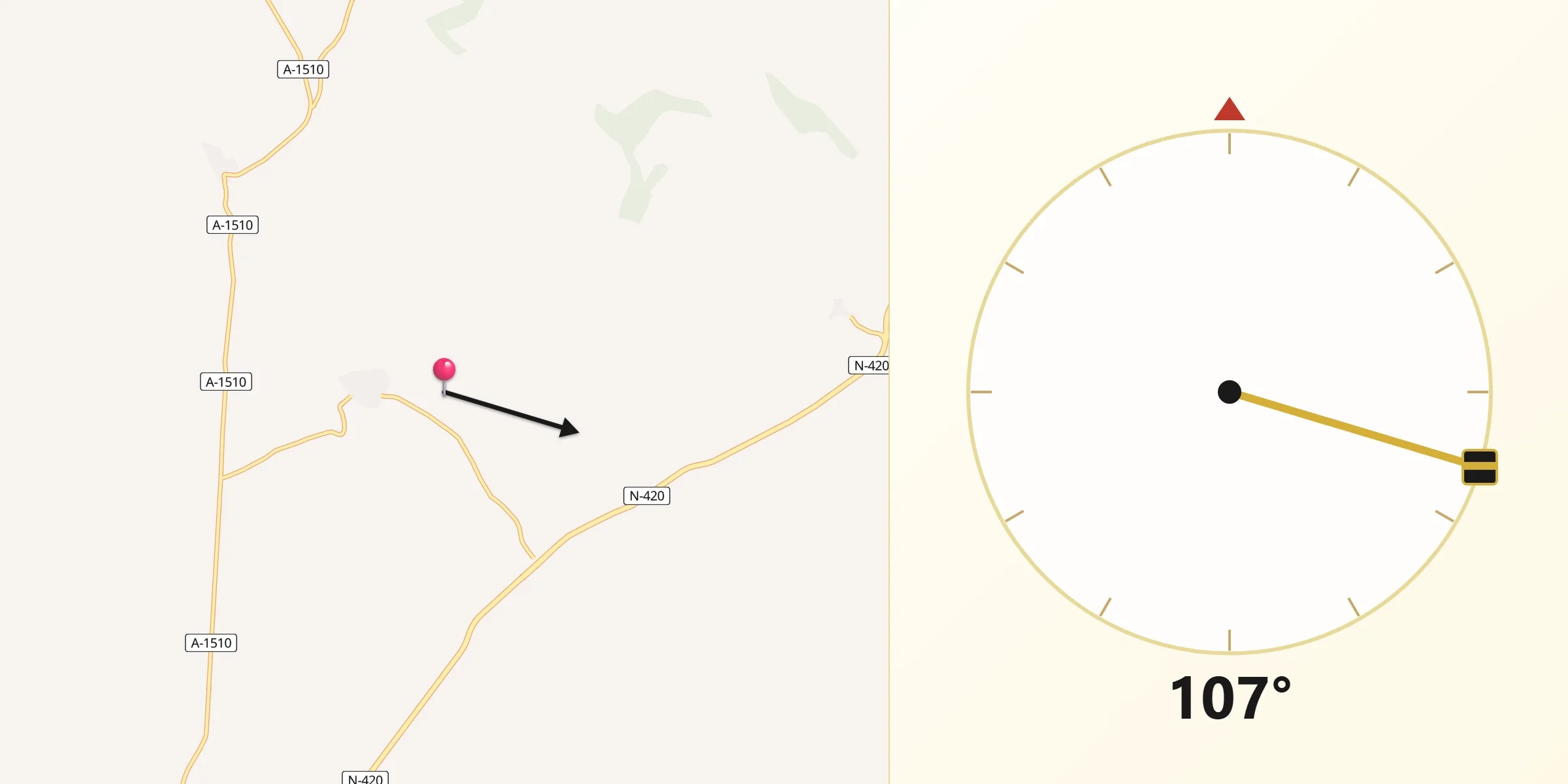 Dirección de la Qibla desde Fuentes Calientes