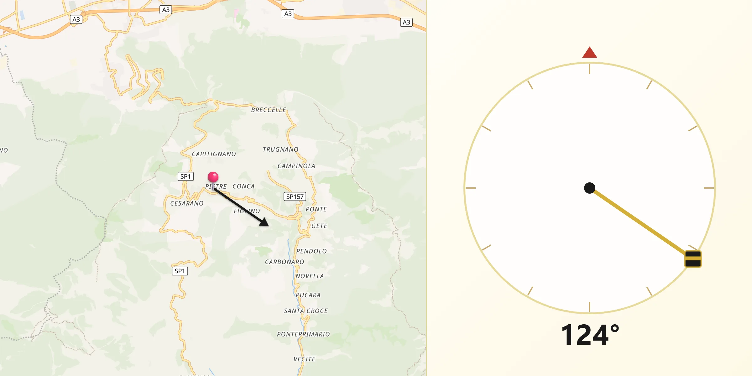 Direzione della Qibla da Pietre