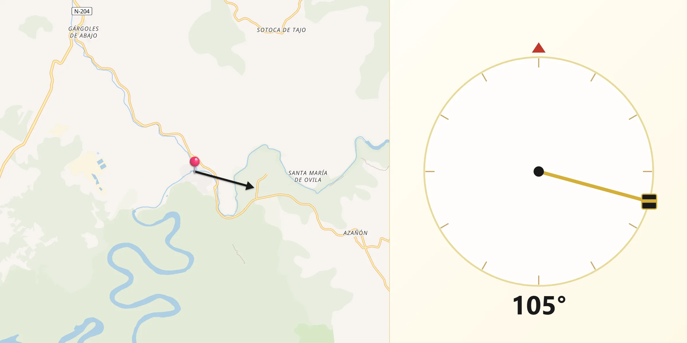 Dirección de la Qibla desde Trillo