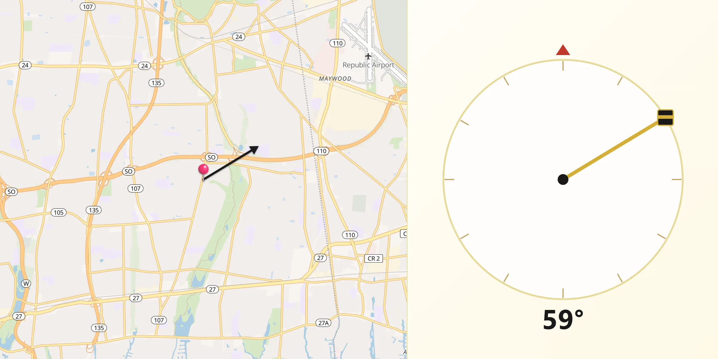 Qibla Direction from North Massapequa
