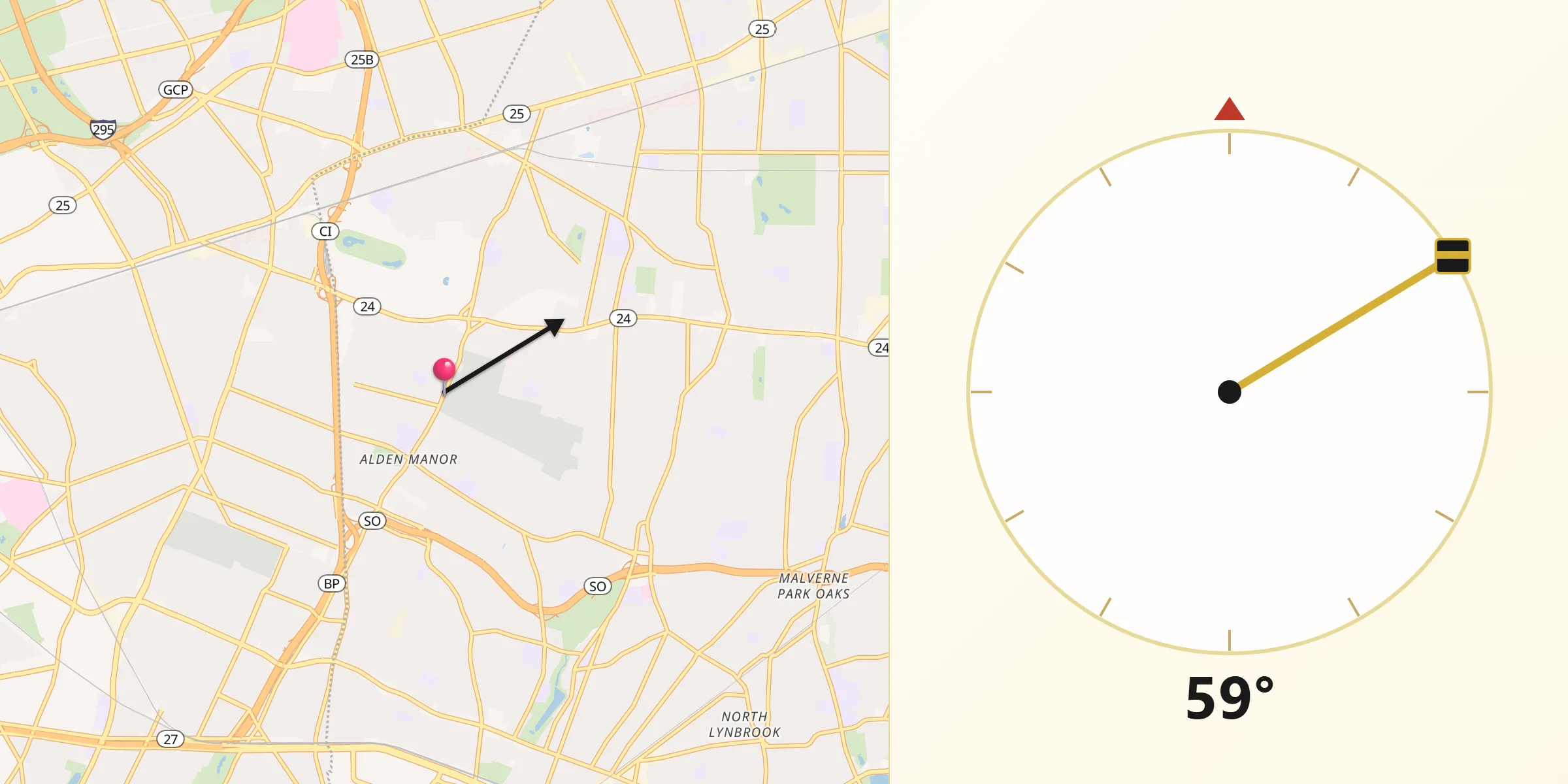 Qibla Direction from Elmont